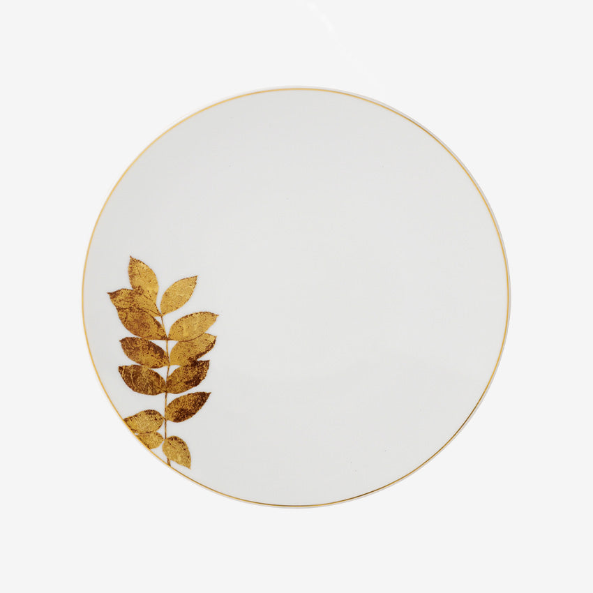 Bernardaud Vegetal Or Coupe Plate - Elegant Gold-Trimmed Dinner Plate Set for Fine Dining & Special Occasions