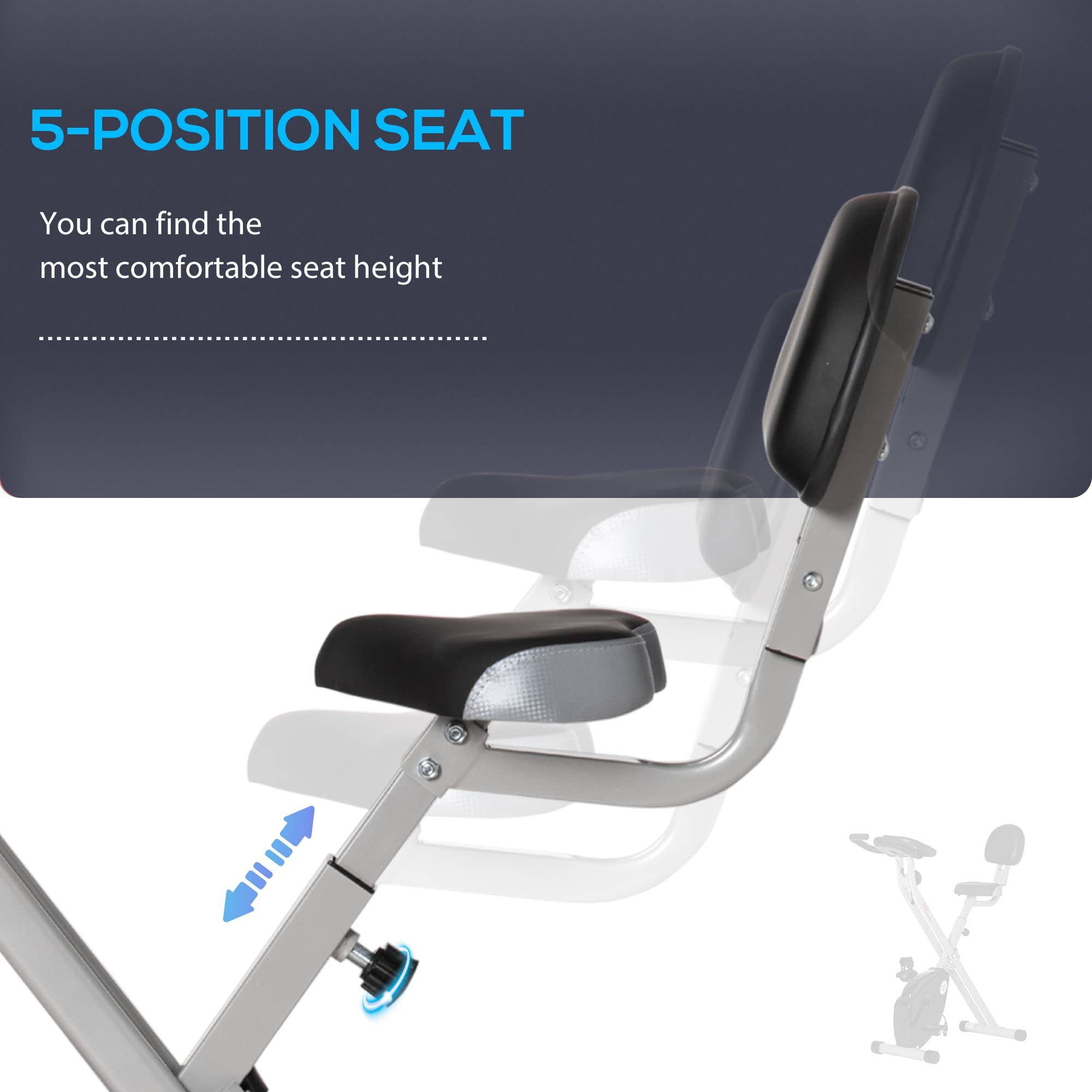 Soozier Foldable Upright Exercise Bike - 8-Level Magnetic Resistance Indoor Cycling Bike for Home Cardio Workout | Perfect for Aerobic Training, Weight Loss & Small Space Fitness