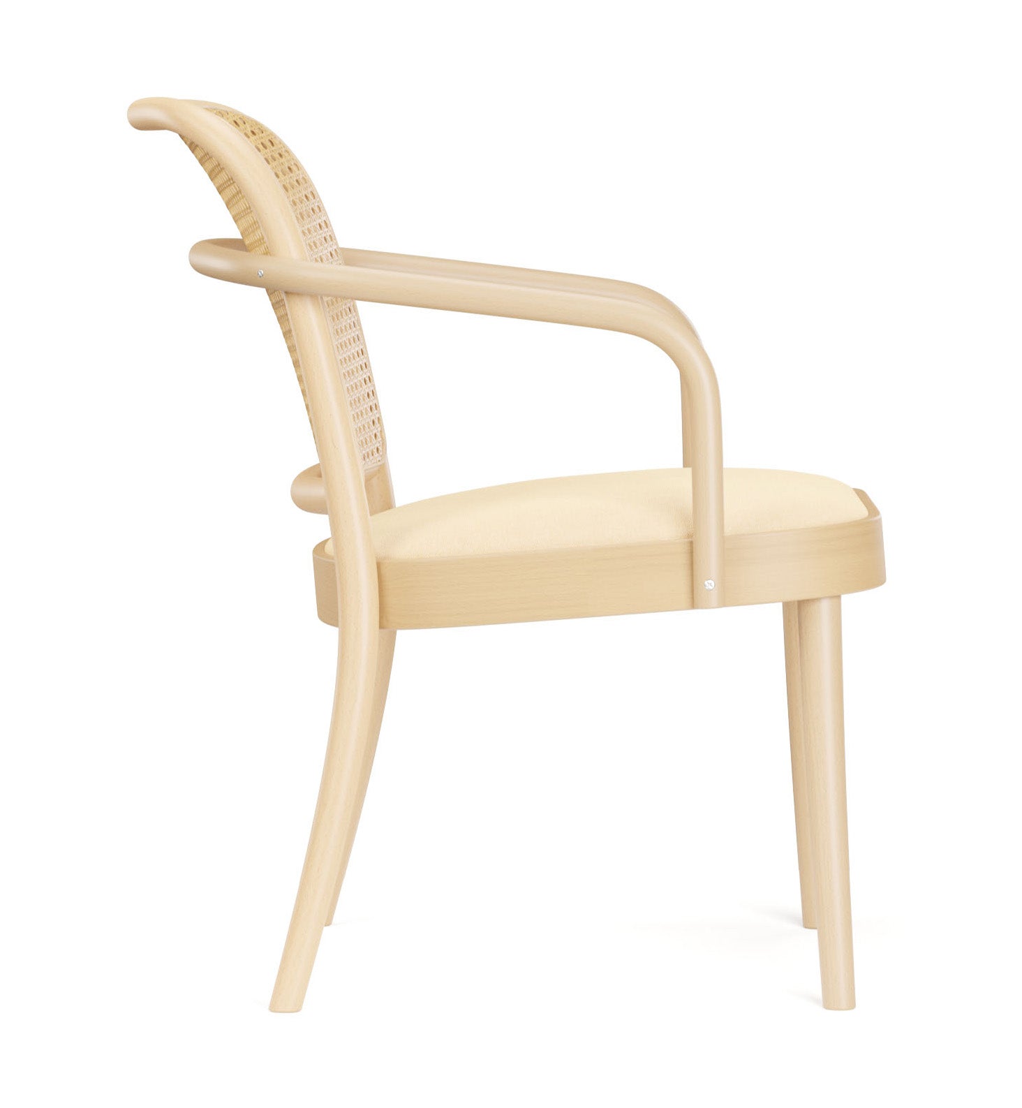 Ton No. 811 Bentwood Lounge Armchair with Upholstered Seat & Cane Back - Mid-Century Modern Living Room Furniture for Home & Office
