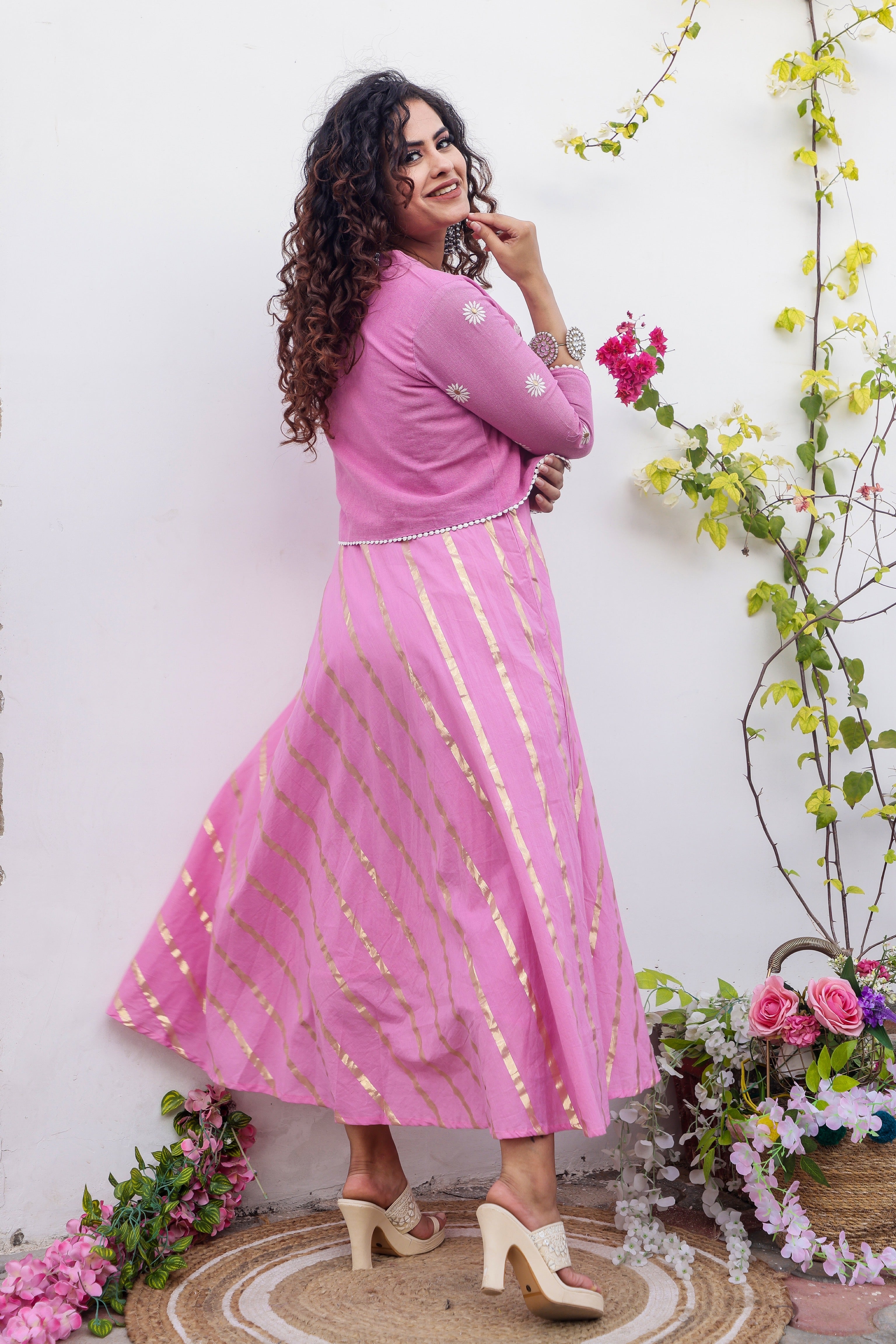 Lavender Embroidered Jacket & Maxi Dress Set - Floral Boho Outfit for Women | Perfect for Spring Weddings, Garden Parties & Date Nights