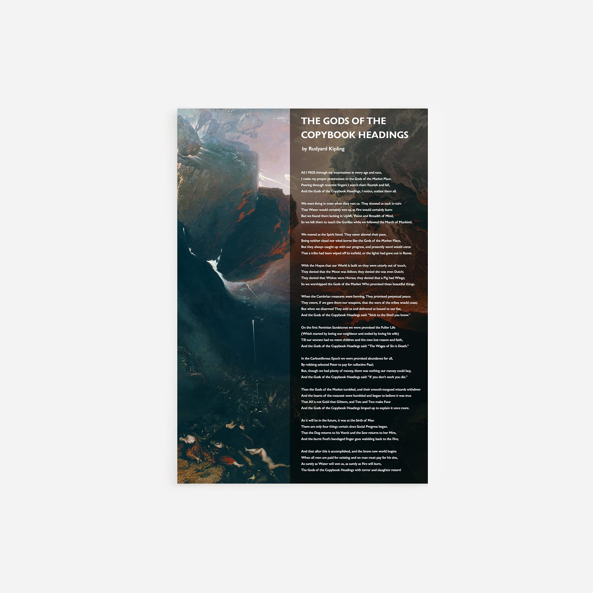 Rudyard Kipling Poem Print - The Gods of The Copybook Headings - Heaven & Hell Art Photo Poster - 15x10 Inch Wall Decor - Perfect Gift for Poetry Lovers & Literary Enthusiasts - Ideal for Home, Office, or Classroom Decoration