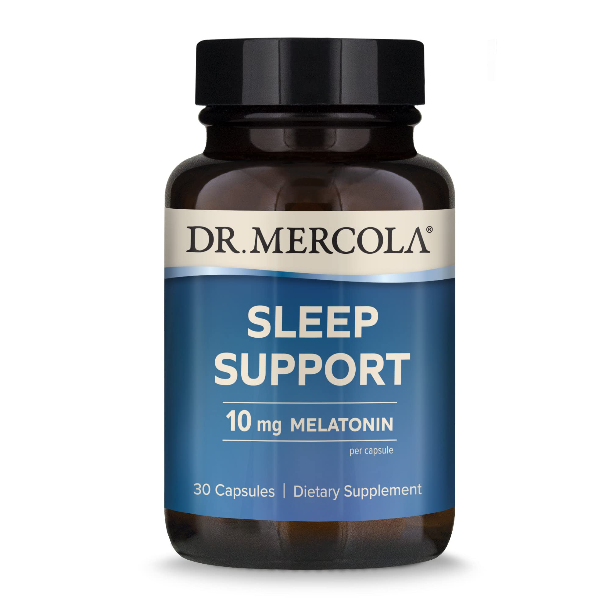 Dr. Mercola Sleep Support with Melatonin 10 mg - Natural Sleep Aid Supplement, 30 Capsules (30 Servings) | Non-GMO, Gluten Free, Soy Free | Promotes Relaxation & Better Sleep for Adults
