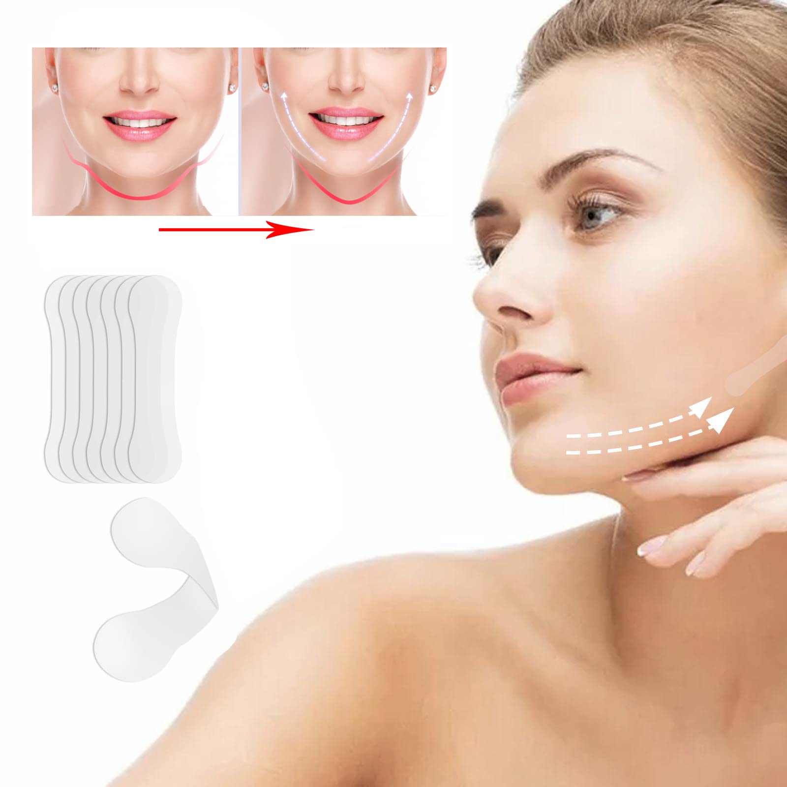 100 Pcs Invisible Face Lift Tape - V-Shape Lifting, Anti-Wrinkle, Neck & Eye Tightening for Double Chin & Jowls | Makeup Lifter Tape for Instant Contouring & Youthful Look | Perfect for Weddings, Photos & Daily Beauty Routine