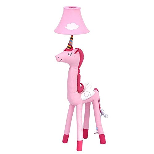 Modern Pink Unicorn LED Floor Lamp - Cartoon Fabric Standing Light for Living Room & Kids Bedroom Decor - Night Light & Reading Lamp (Pink Unicorn Lampshade) - Perfect for Nursery, Playroom & Bedtime Story Lighting