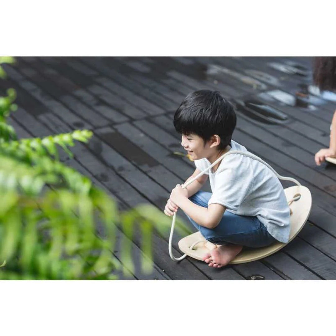 PlanToys Wooden Balance Board for Kids - Natural Wood Wobble Board for Toddler Balance Training, Yoga, and Play - Perfect for Indoor & Outdoor Activities