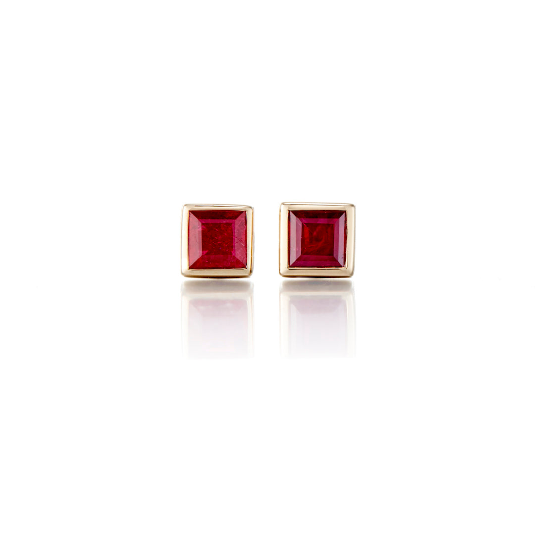 Mini Princess Ruby Earrings for Women – Elegant Dainty Jewelry Gift for Birthday, Wedding & Special Occasions