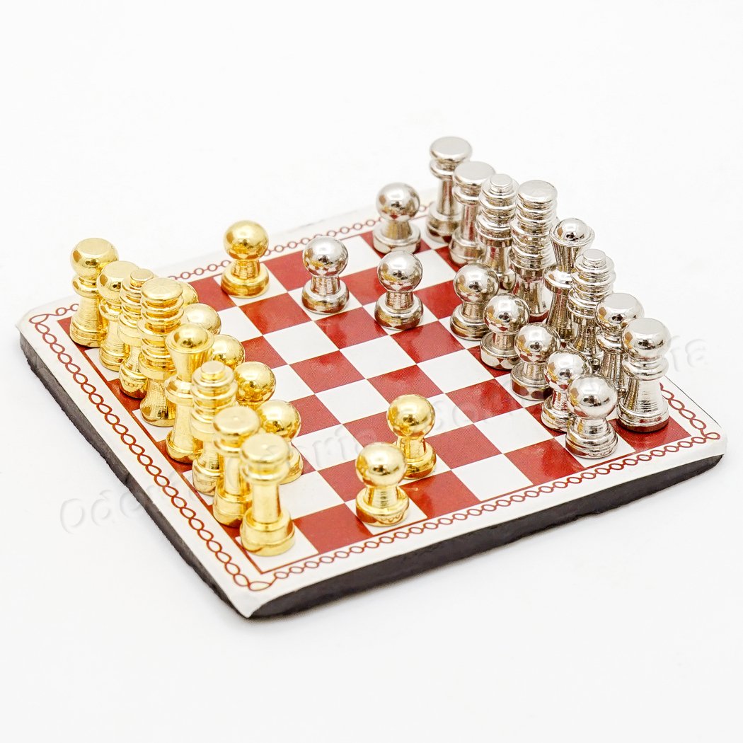 Odoria 1/12 Miniature Chess Board Set - Perfect for Dollhouse Decor, Miniature Gaming, and Collectible Display Accessories
