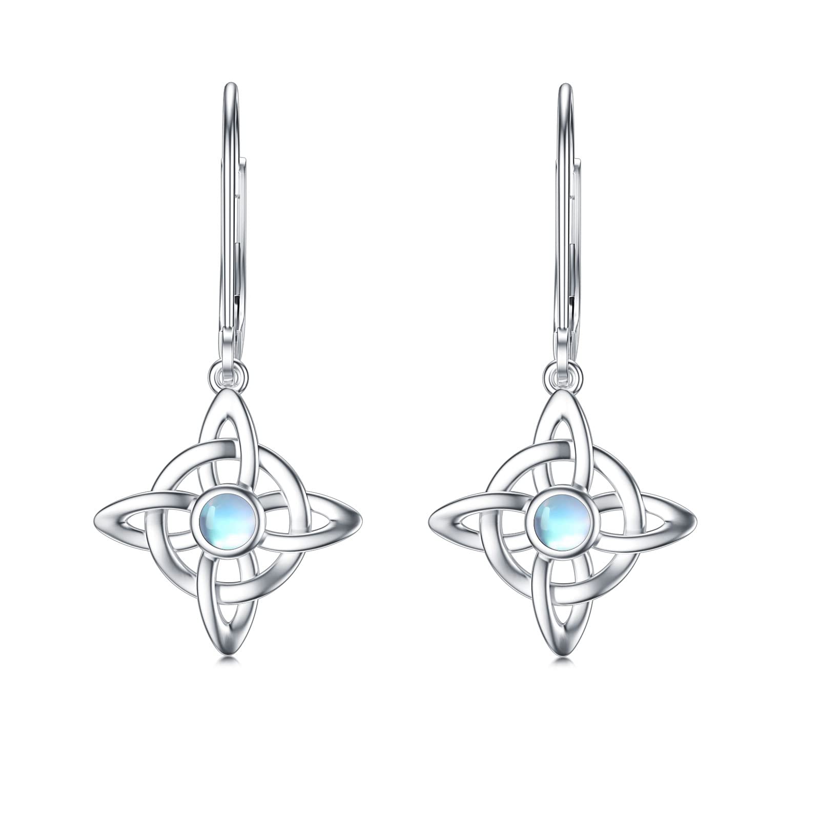 925 Sterling Silver Celtic Knot Earrings with Moonstone - Elegant Celtic Jewelry for Women & Girls | Perfect for Weddings, Parties & Everyday Wear