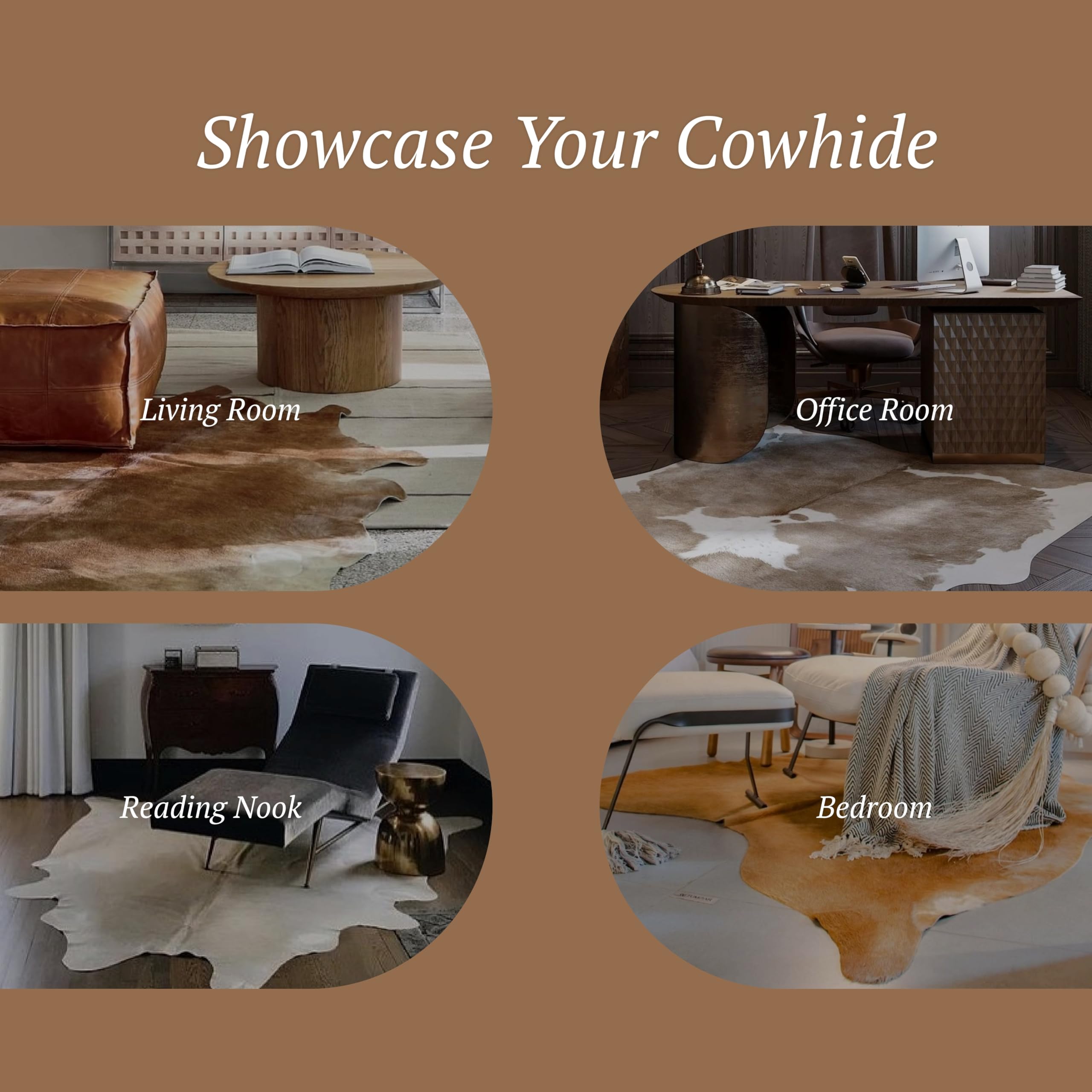 Premium Hereford Cowhide Rug - Natural Cow Hide Leather Area Rug for Living Room, Bedroom & Office Decor | XL Size, Durable & Stylish Home Accent