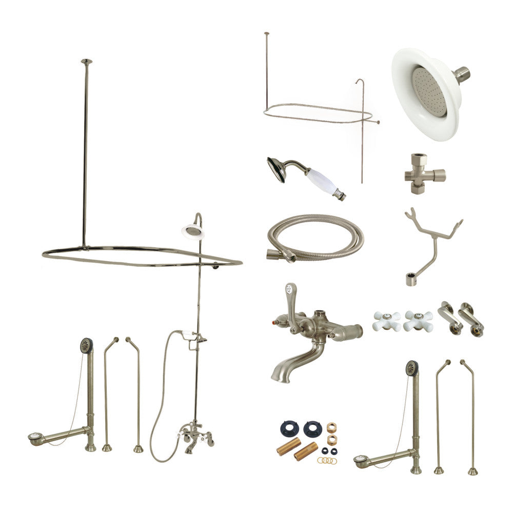 Kingston Brass CCK1182PX Vintage Clawfoot Tub Faucet with Shower Enclosure - Antique Style Bathroom Fixture for Classic & Modern Homes - Perfect for Freestanding Tubs, Spa Bathrooms & Luxury Renovations