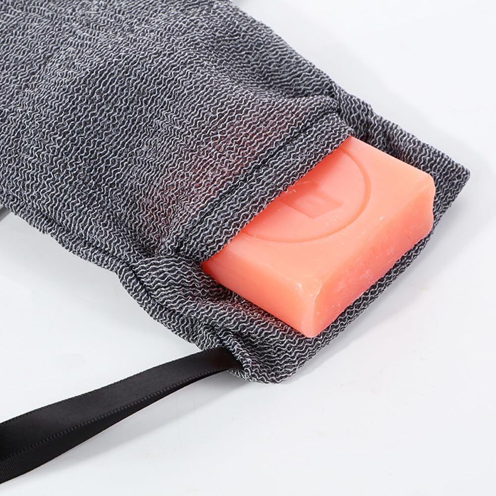 Exfoliating Mesh Soap Saver Pouch - Black Bath & Body Scrubber for Shower, Facial Cleansing & Travel | Reusable Soap Bag for Bar Soap, Creates Rich Lather & Exfoliates Skin | Perfect for Gym, Camping & Daily Use