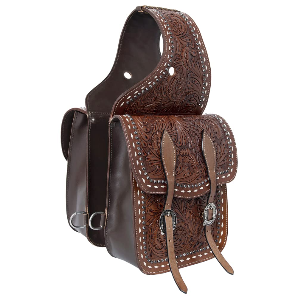 HILASON Soft Leather Horse Saddle Bag - Western Equestrian Brown Leather Saddle Pack with Adjustable Closure | Perfect for Trail Riding, Horse Shows & Ranch Work