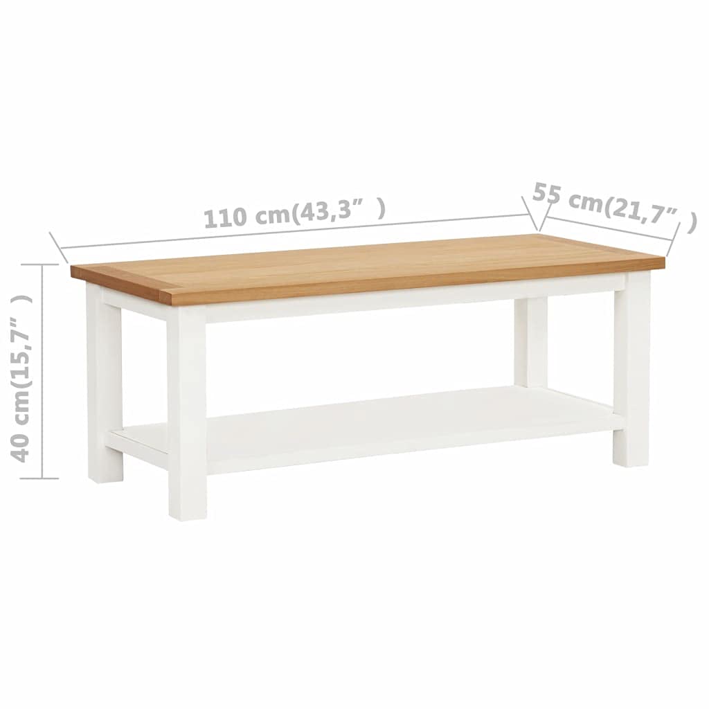 Modern Solid Oak Wood Coffee Table 43.3