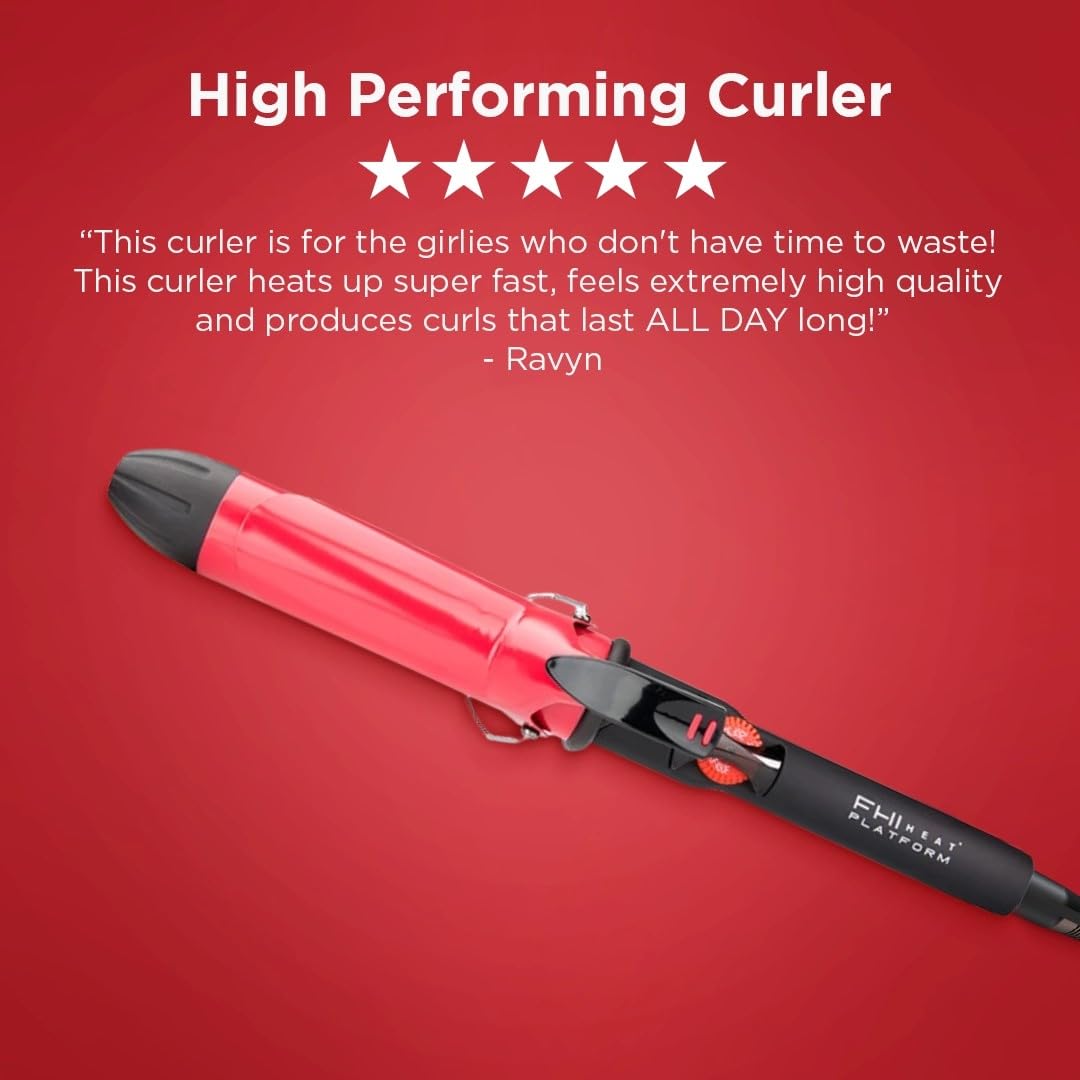 FHI Heat Tourmaline Ceramic Professional Hair Curling Iron for Salon-Quality Waves & Curls - Perfect for Home Styling, Special Occasions & Everyday Looks