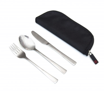 Premium Stainless Steel Cutlery Set with Protective Cover - 18-Piece Knife Fork Spoon Set for Dining, Camping & Travel - Dishwasher Safe Kitchen Utensils