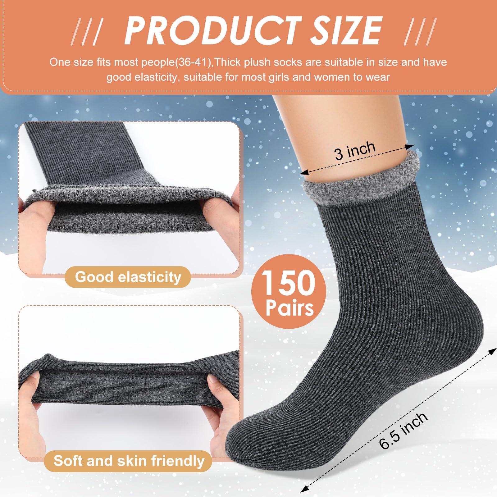 Xuhal 150 Pairs Winter Warm Thermal Socks Bulk Pack - Thick Heated Crew Boot Socks for Women & Men - Cold Weather Hiking, Outdoor Activities & Daily Wear