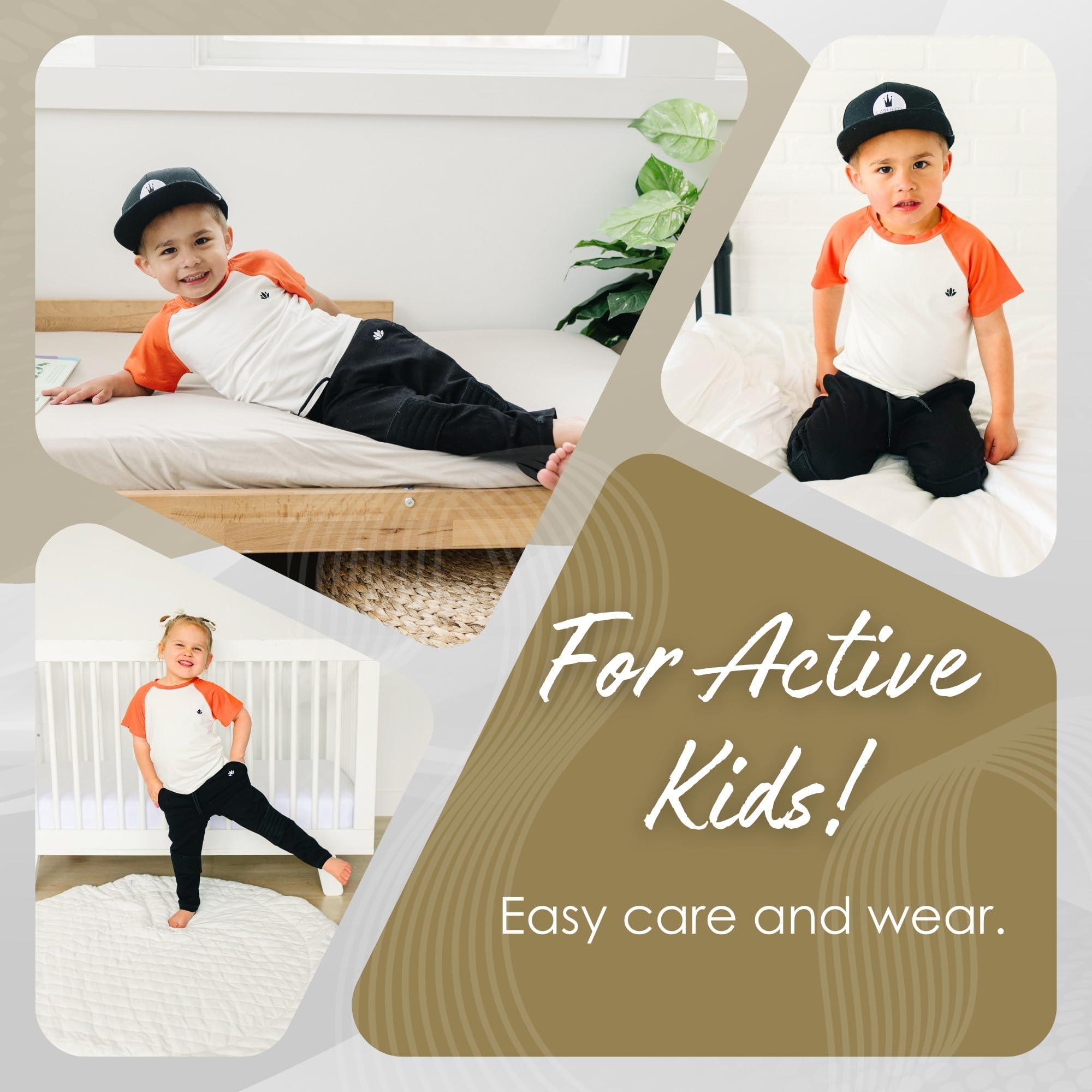 Soft Viscose Baby Pants with Knee Pads for Toddlers 2T-5T - Breathable & Comfortable Boys & Girls Crawling Pants for Playtime, Daycare & Outdoor Activities