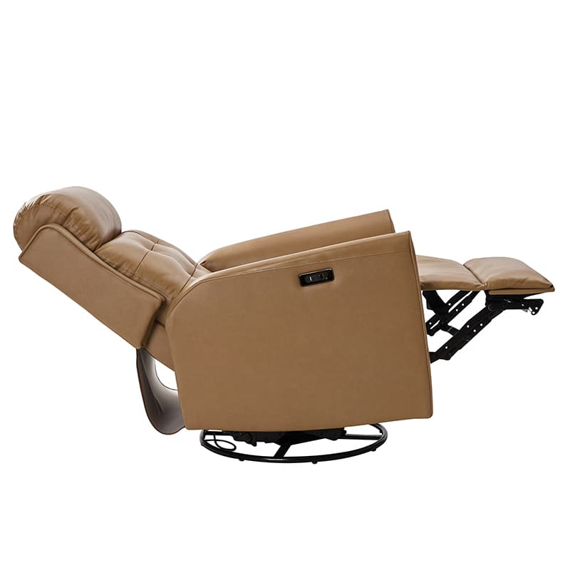 Felisa Genuine & PVC Leather Power Swivel Recliner Chair - Adjustable Electric Massage Recliner with USB Ports for Living Room, Home Theater, and Office Relaxation