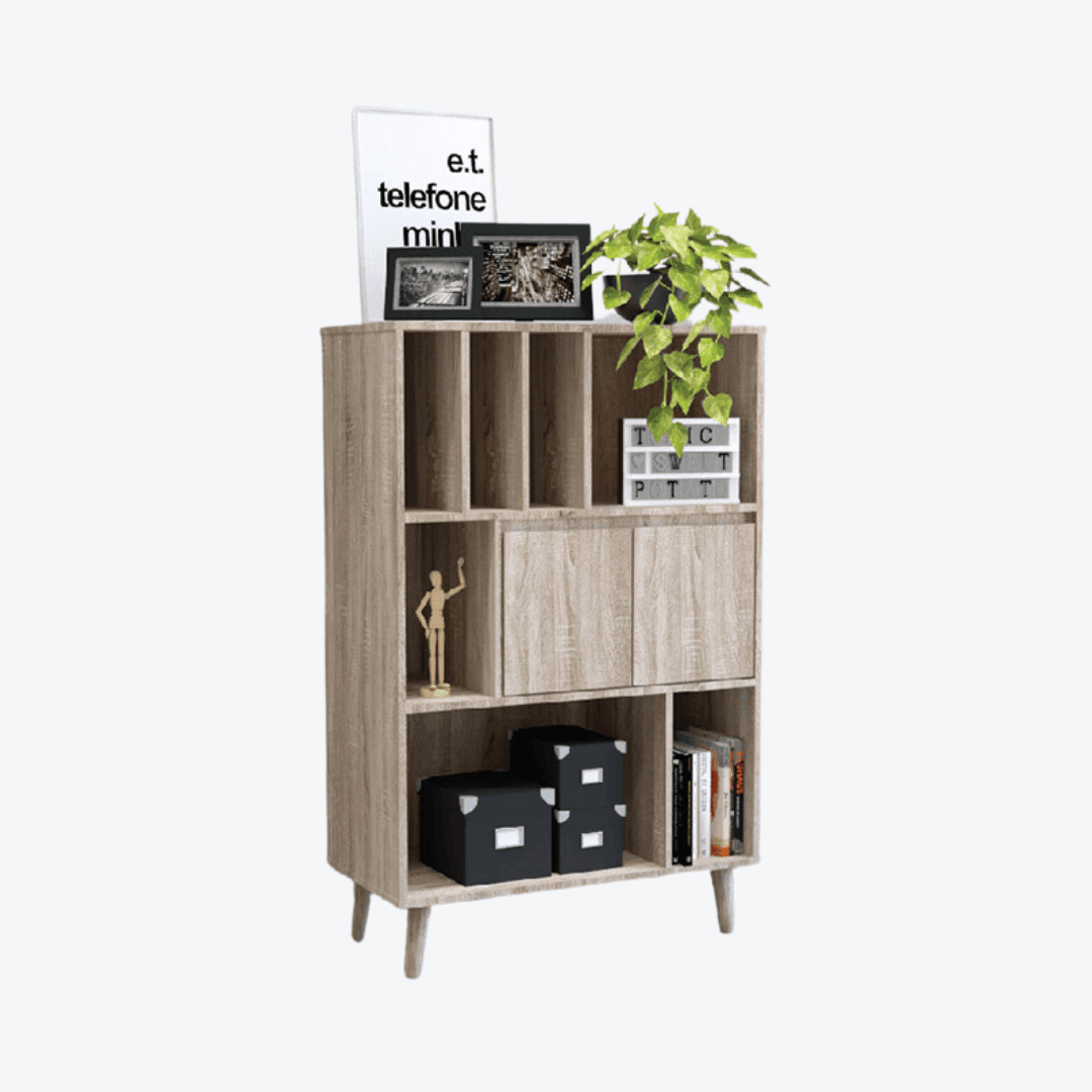 Holdun Wooden Bookshelf Display Unit - Rustic Solid Wood Bookcase for Home, Office, or Library - Perfect for Organizing Books, Decor, and Collectibles