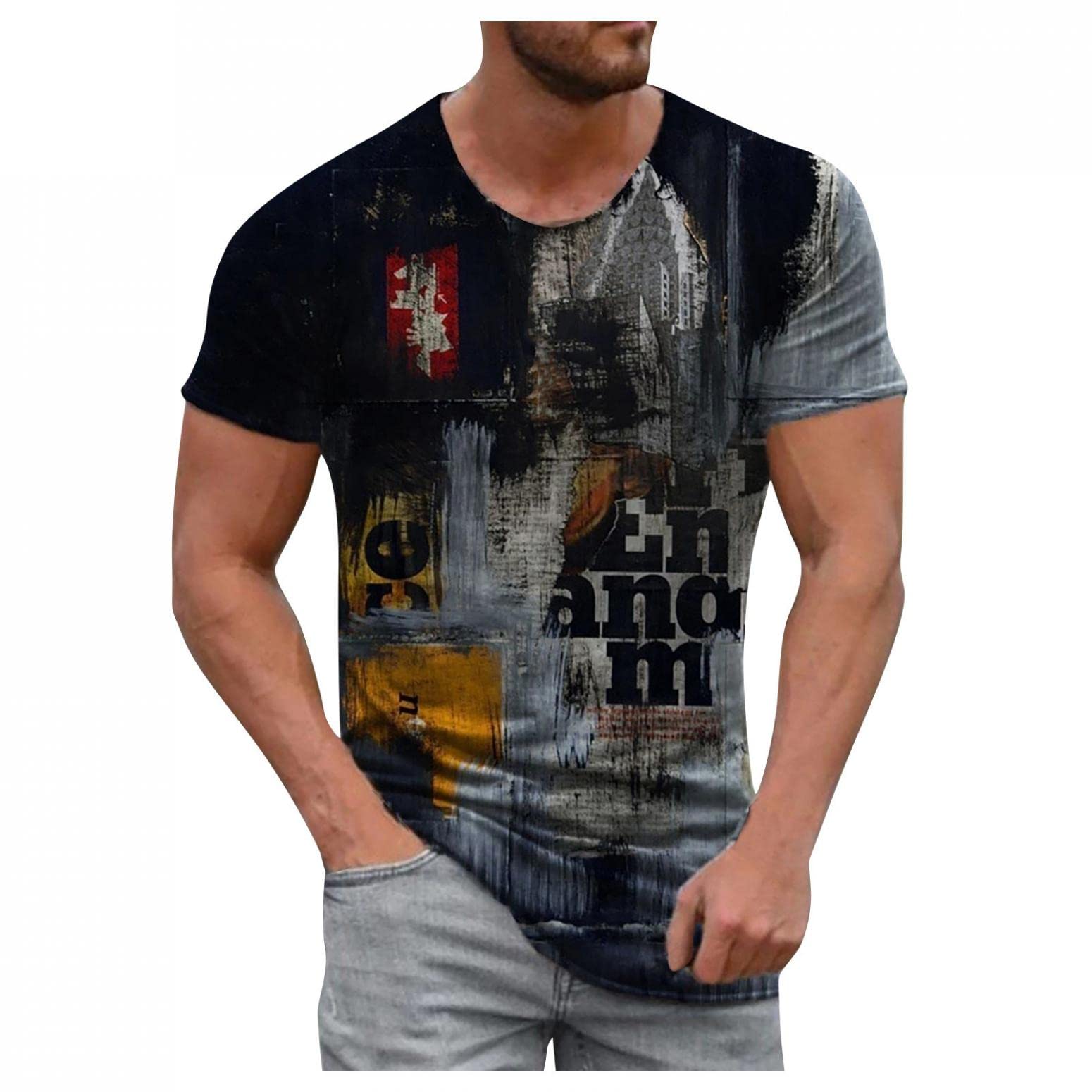 NOLDARES Men's Slim Fit Short Sleeve 3D Printed T-Shirt - Breathable Summer Casual Tee with Crew Neck for Outdoor Activities, Travel & Daily Wear