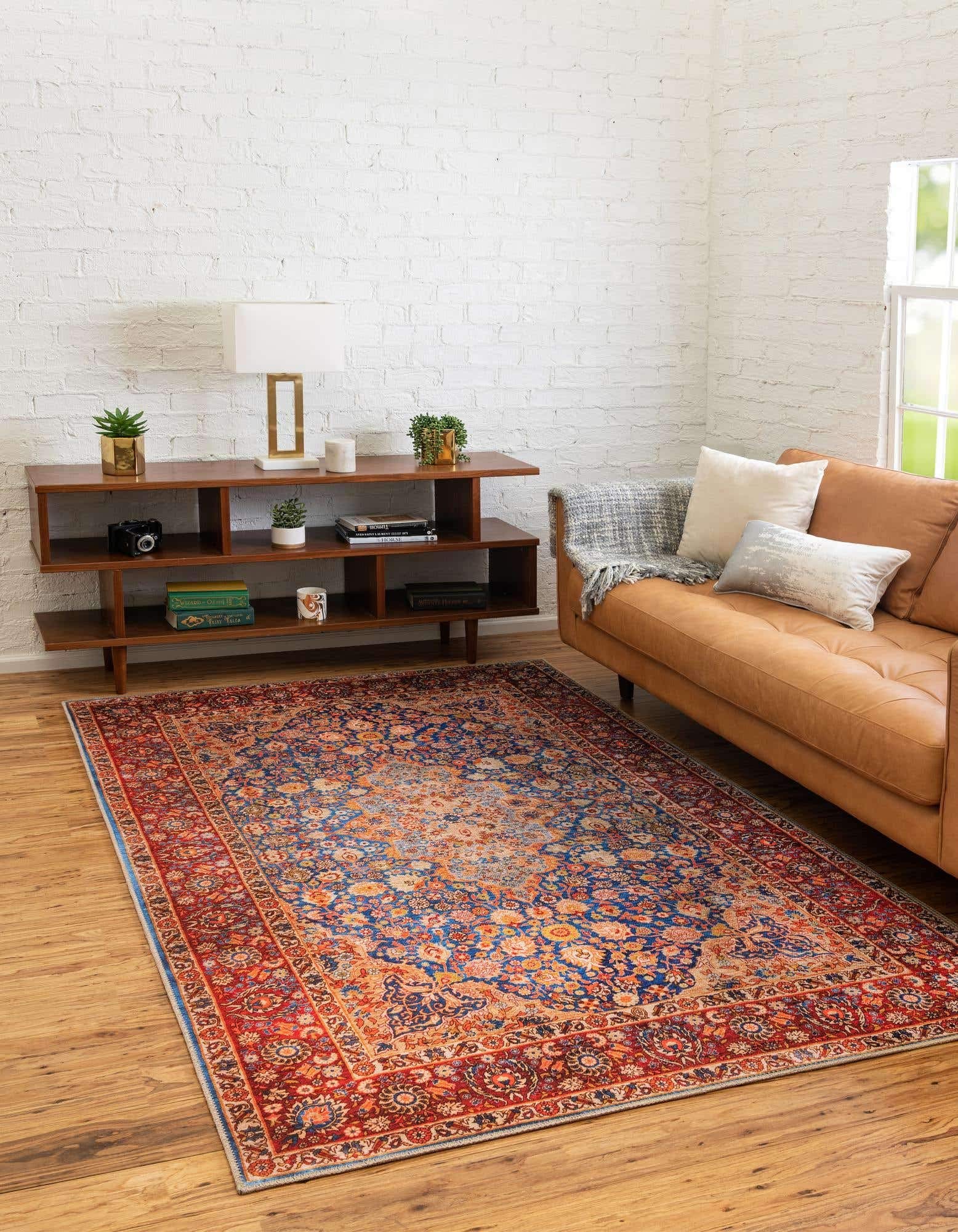 Unique Loom Revival Collection Traditional Medallion Border Navy Blue/Red Area Rug 8'4
