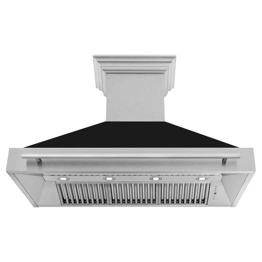ZLINE 48-Inch Stainless Steel Wall Mount Range Hood with Satin Finish & Stainless Steel Handle (8654SNX 48) - Powerful Kitchen Ventilation for Gas Stoves & Cooking Areas