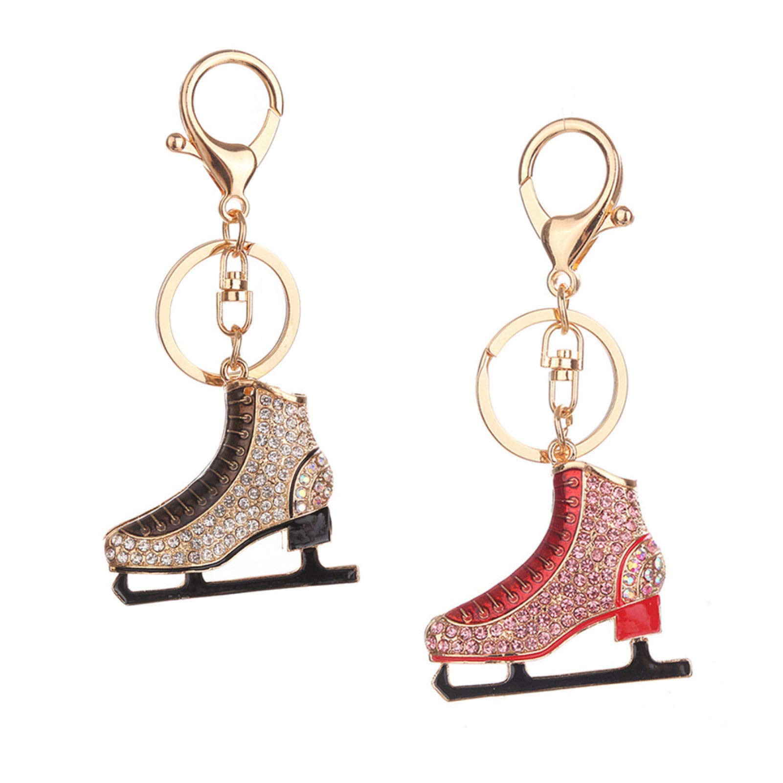 Sparkling Rhinestone Ice Skating Shoe Keychain - Stylish Backpack & Car Key Accessory for Women & Men - Perfect for Winter Sports Enthusiasts & Fashion Lovers