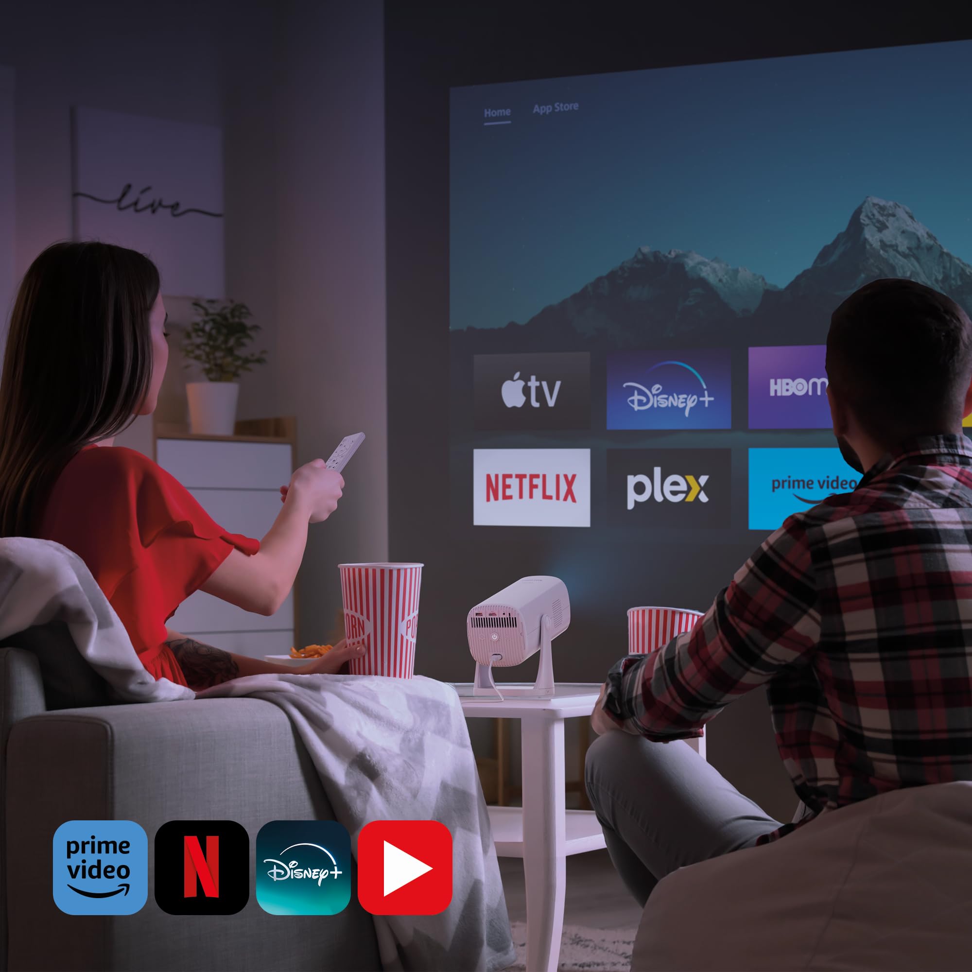 Philips Neopix 230Smart Full HD 1080p Home Theater Projector with Image Correction, LuminOS, Built-in Apps & Audio System - Perfect for Movie Nights, Gaming & Bedroom Entertainment