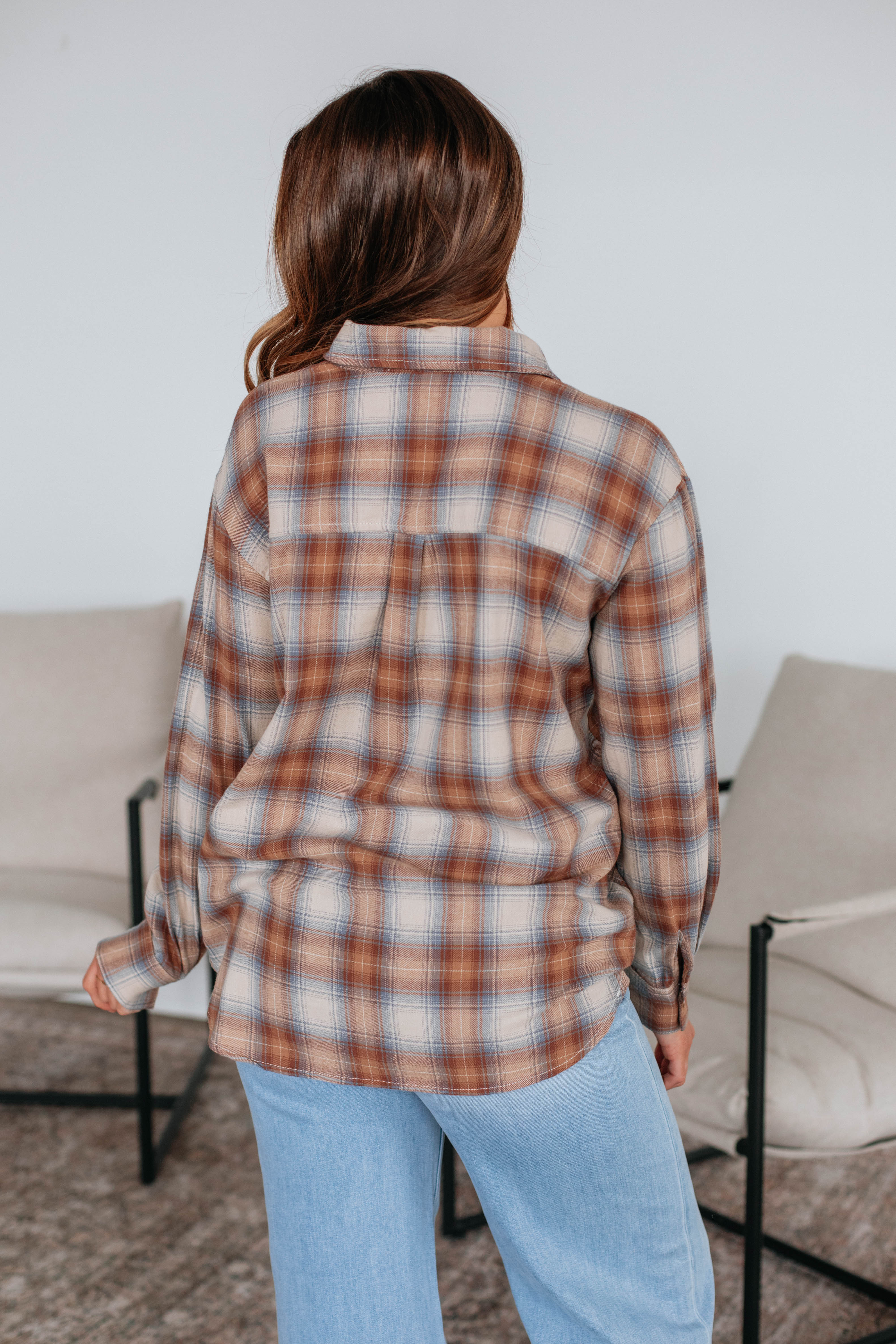 Camden Flannel Top in Caramel - Soft & Cozy Women's Shirt for Fall & Winter Layering