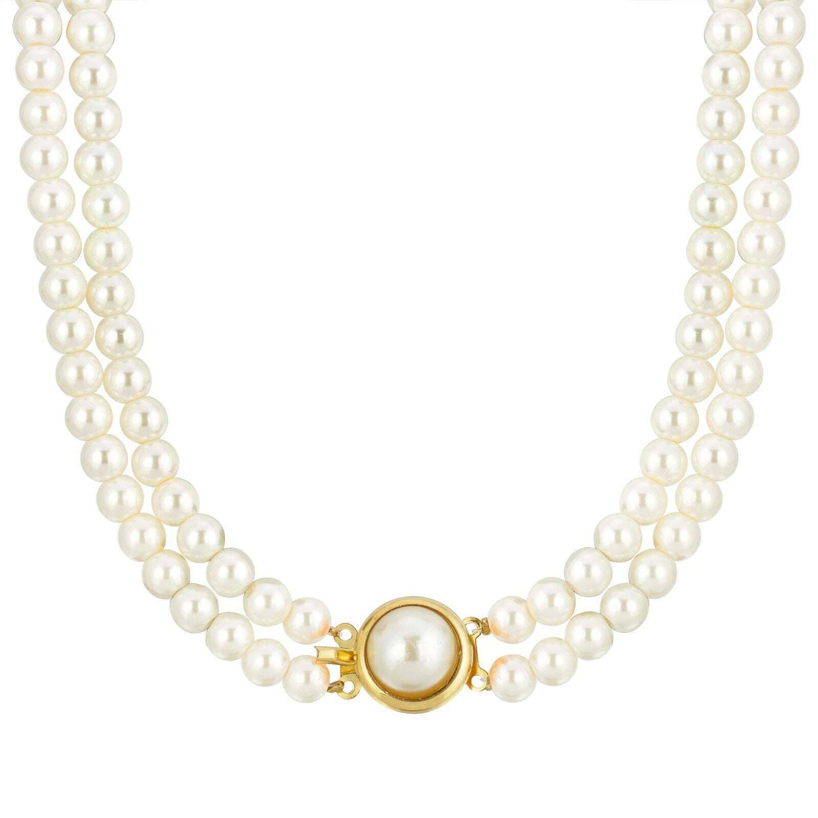 1928 Classic Double Strand 6mm Faux Pearl Necklace - 16 Inch Elegant Choker for Women, Perfect for Weddings, Parties and Formal Occasions