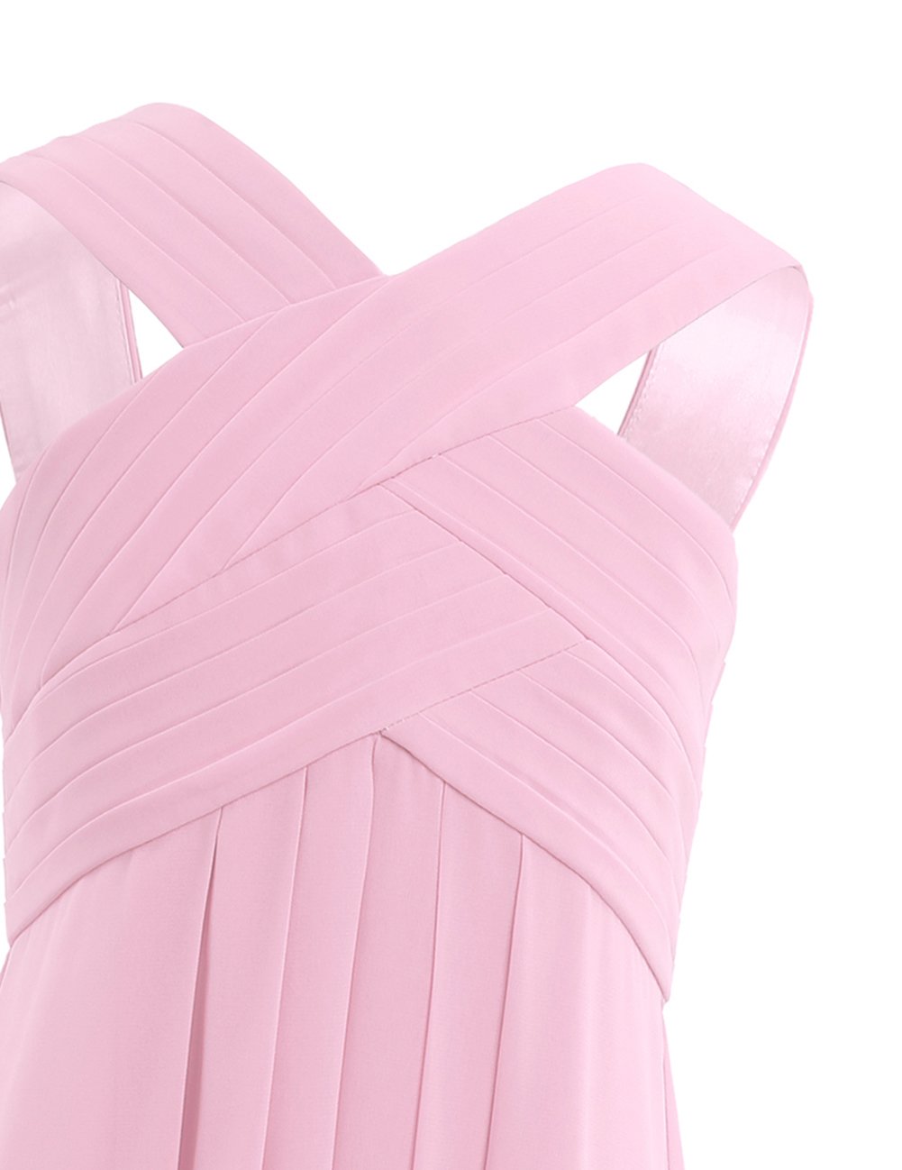 Elegant Girls Chiffon Criss Cross Straps Pleated Flower Girl Dress for Formal Events, Prom & Weddings – Perfect for Flower Girls, Pageants, and Special Occasions