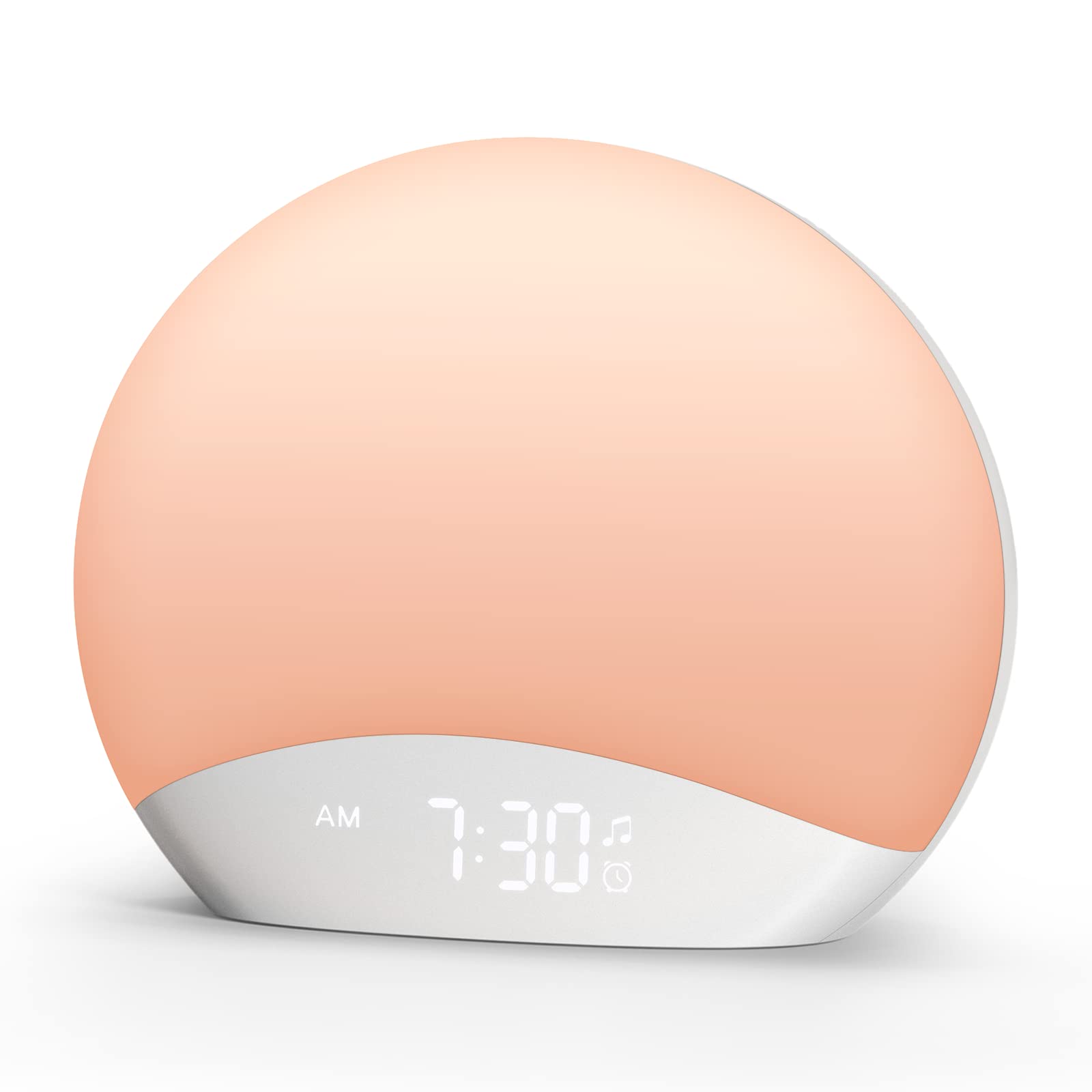REACHER Sunrise Alarm Clock with Sound Machine & Night Light - 26 Nature Sounds, Dimmable Display, Wake-Up Light for Adults, Kids & Babies (Brown/Pink/White Noise) - Perfect for Bedrooms, Nurseries & Home Offices