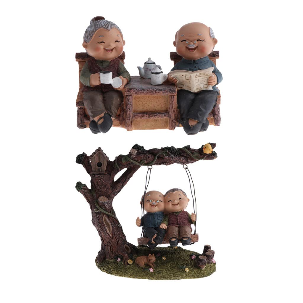 Gazechimp Vintage Couple Figurines - Romantic Home Decor for Anniversaries & Weddings - Perfect Gift for Couples, Parents & Grandparents - Ideal for Mantel, Shelf or Tabletop Display