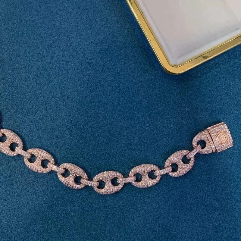 18K Solid Rose Gold Real Diamond 4.5ct H SI Cuban Chain Bracelet for Women - Luxury Wedding, Engagement & Party Jewelry Gift - Perfect for Anniversaries, Bridal Showers and Special Occasions