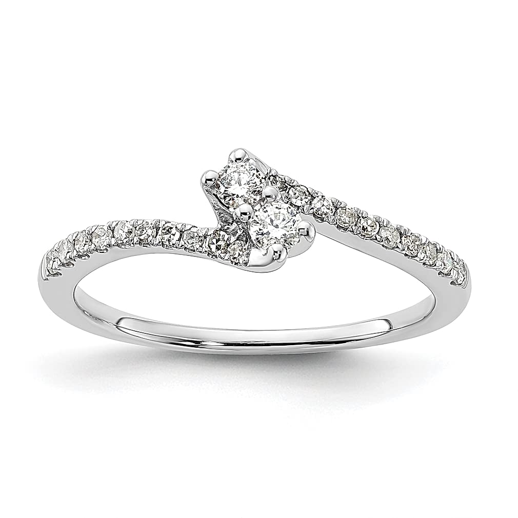 10K White Gold Diamond Promise Band Ring for Women - Size 7.00, Dainty Wedding Band, Anniversary Gift for Her - Perfect for Engagements, Proposals & Special Occasions