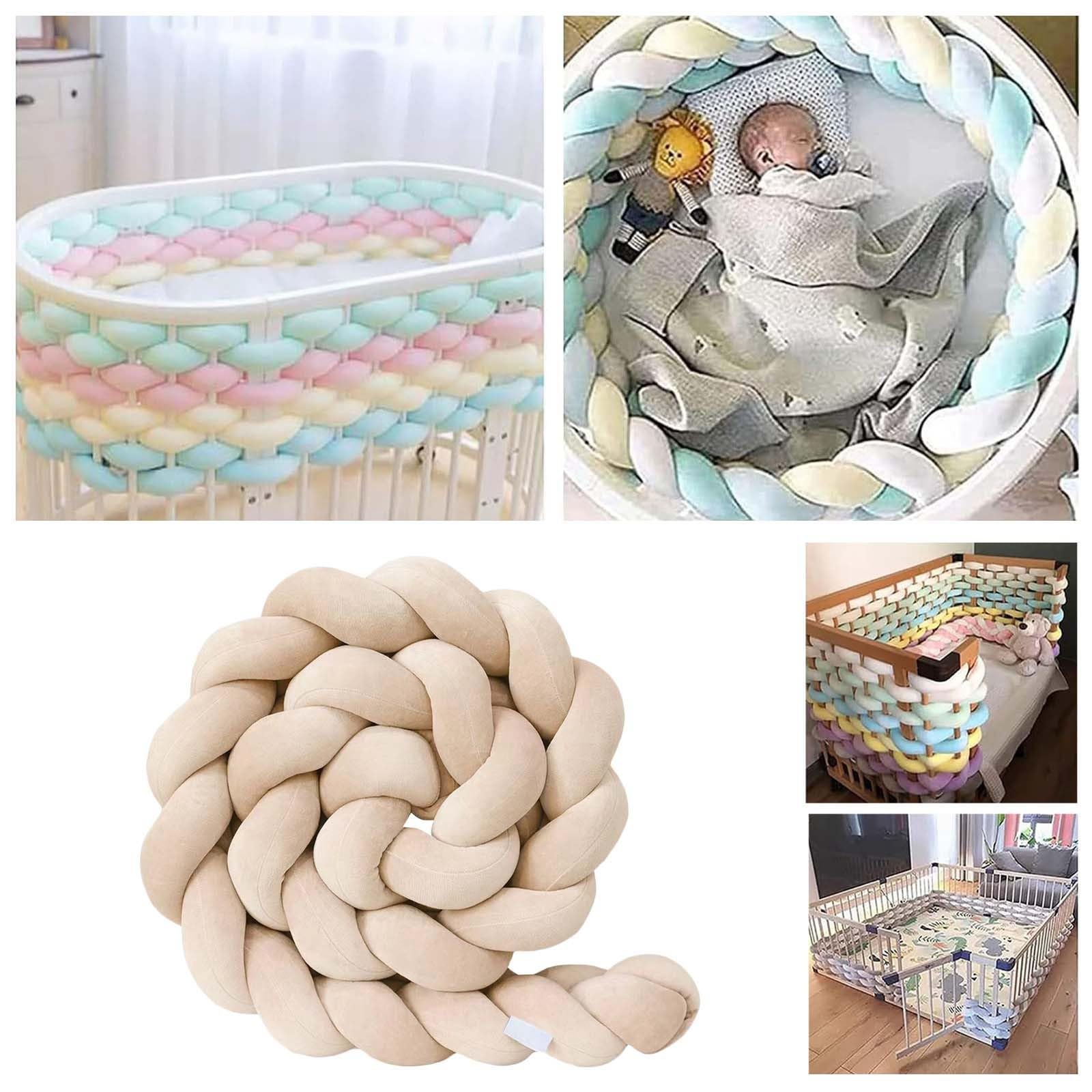 Soft Beige Baby Bedside Protector & Pillow Set - Crib Safety for Kids