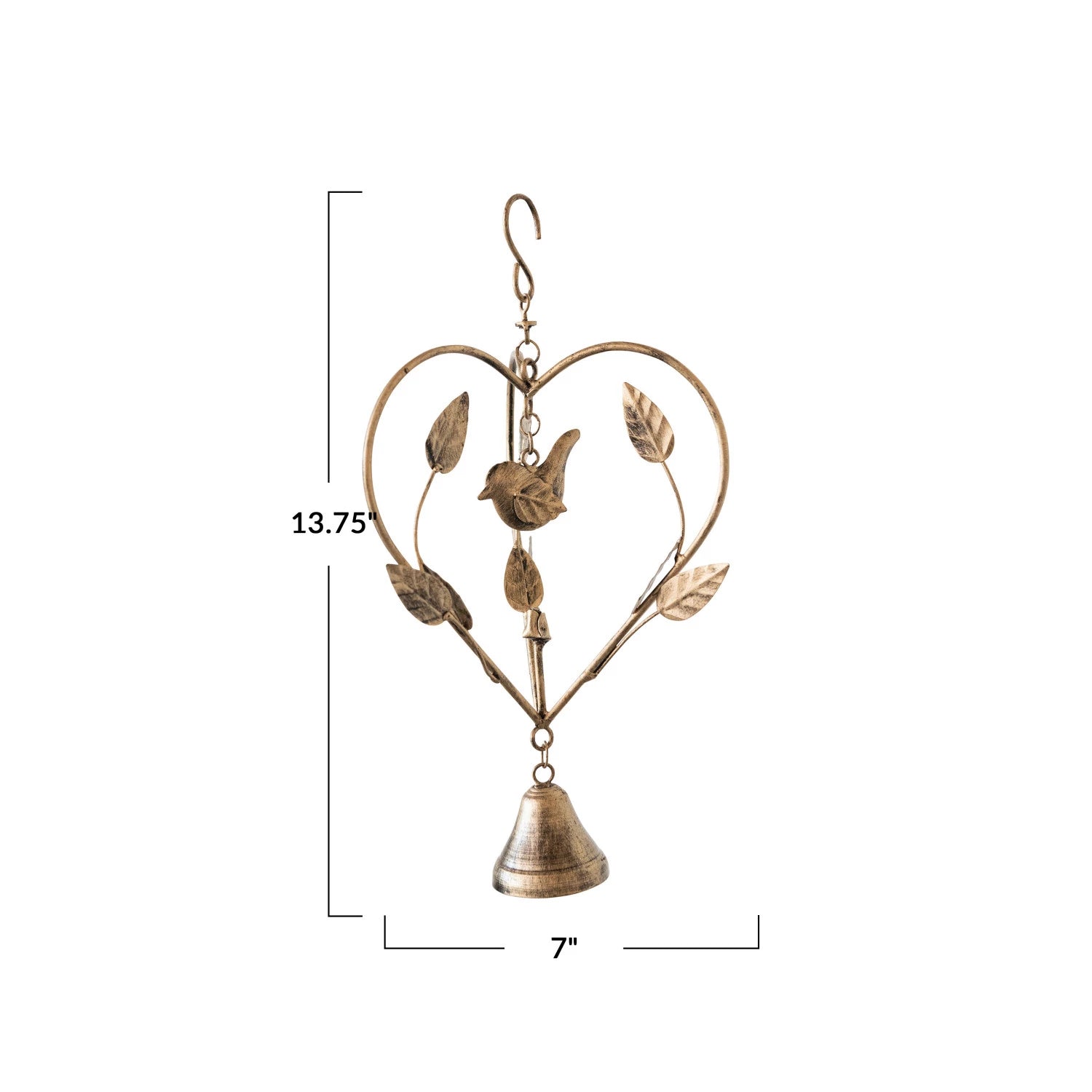 Heart Shaped Bird Bell - Decorative Garden Wind Chime for Outdoor Patio, Yard & Porch - Perfect Gift for Bird Lovers & Nature Enthusiasts