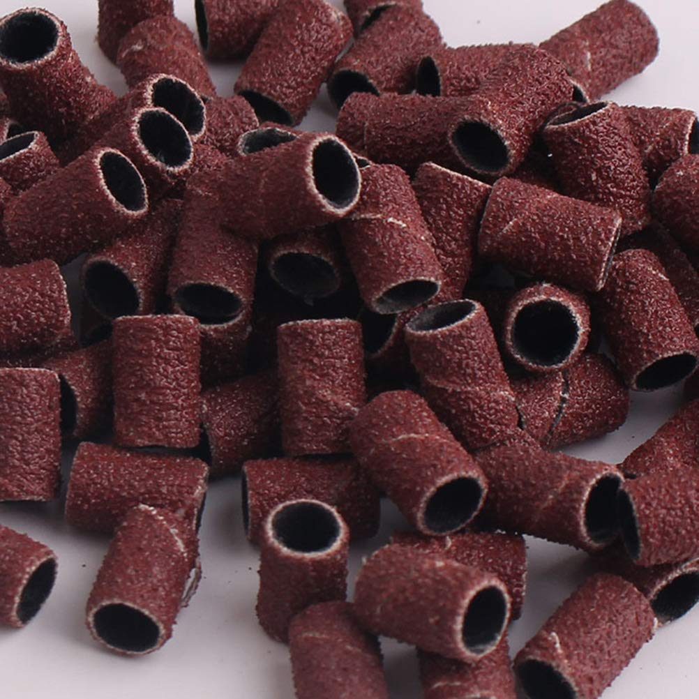 200pcs 180 Grit Nail Sanding Bands for Electric Drill Machine - Professional Manicure & Pedicure Tools with Frosted Roller Ring - Perfect for Nail Art, Toenail Filing & Salon Use at Home