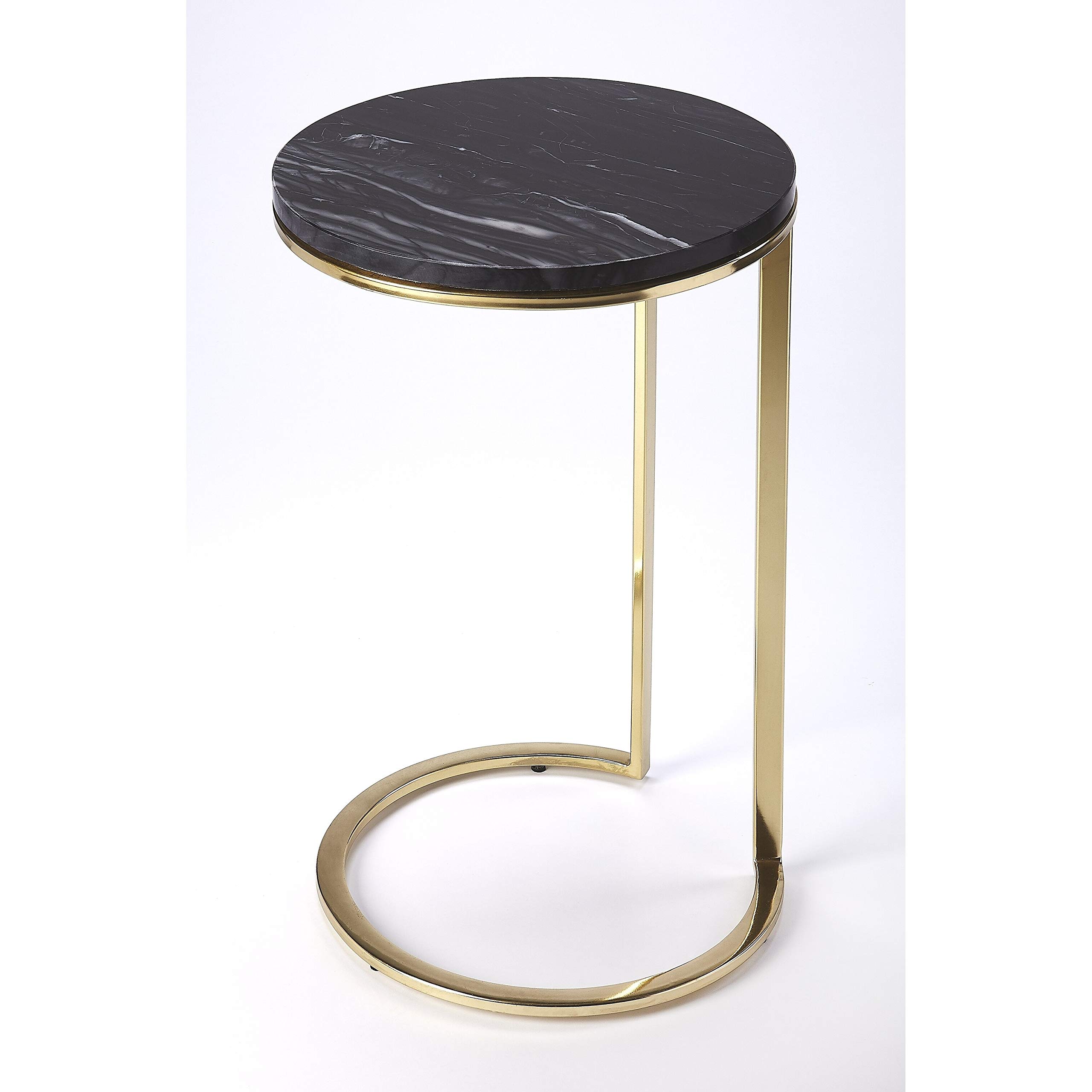 Handmade Modern Round Marble Metal Side Table - Multi-Color Contemporary Accent Table for Living Room, Bedroom & Office Decor
