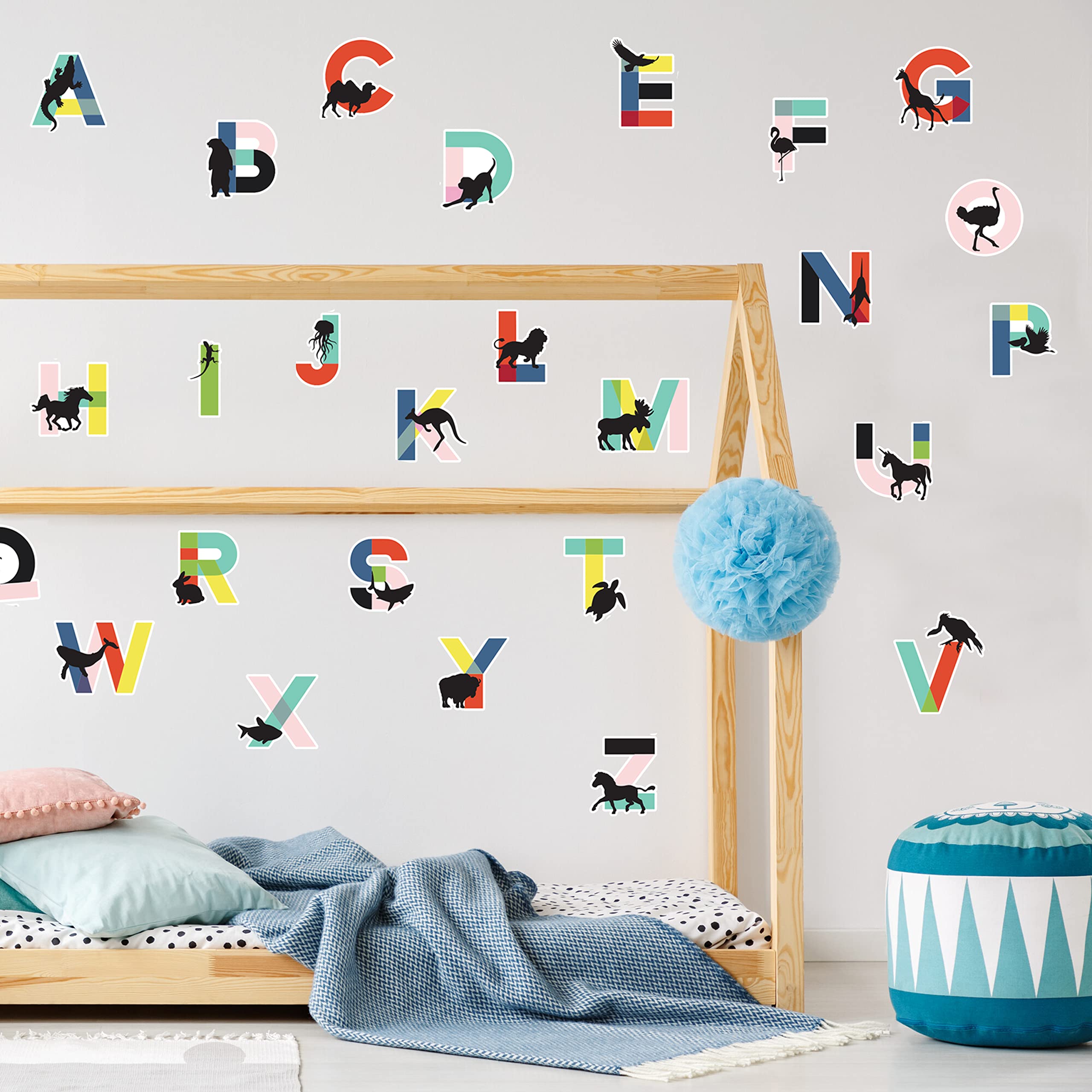 Alphabet and Animal Wall Decal Stickers - Educational Nursery Decor for Kids' Room, Classroom & Playroom | Fun Learning Decals for Toddlers & Preschoolers