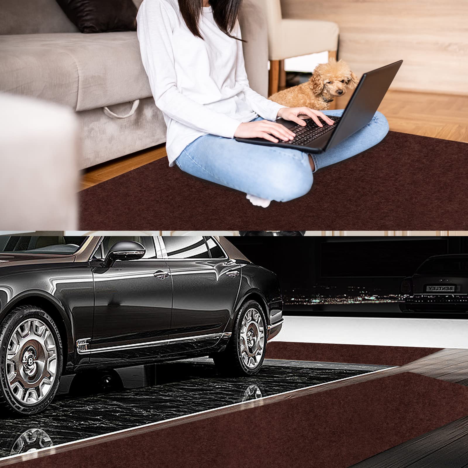 3' x 48' Non-Slip Rubber Backed Runner Rugs - Indoor Outdoor Utility Carpet for RV, Boat, Laundry Room, Balcony & High Traffic Areas - Chocolate Brown - Perfect for Aisles, Hallways & Entryways