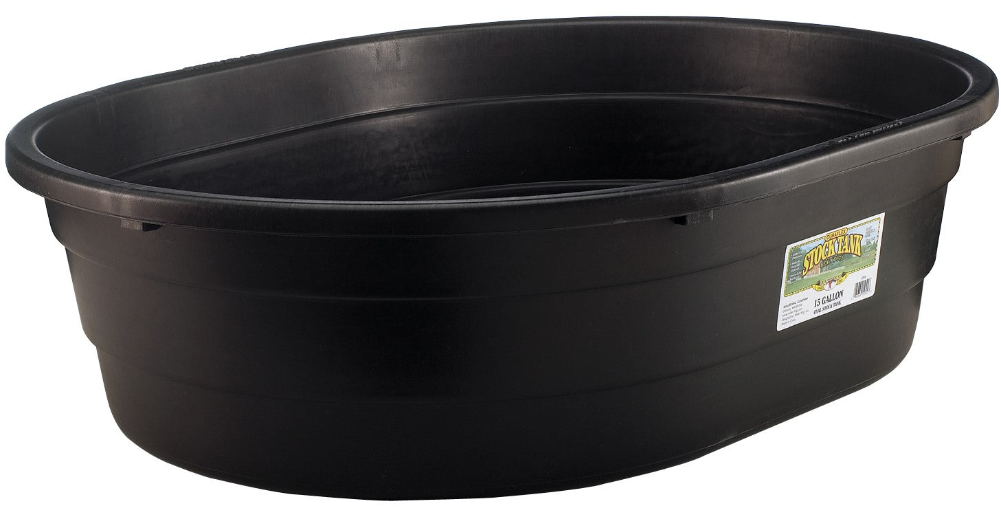 15 Gallon Oval Poly Stock Tank Trough for Horses, Cattle & Livestock - Durable Farm Water Container for Pastures, Barns & Outdoor Use