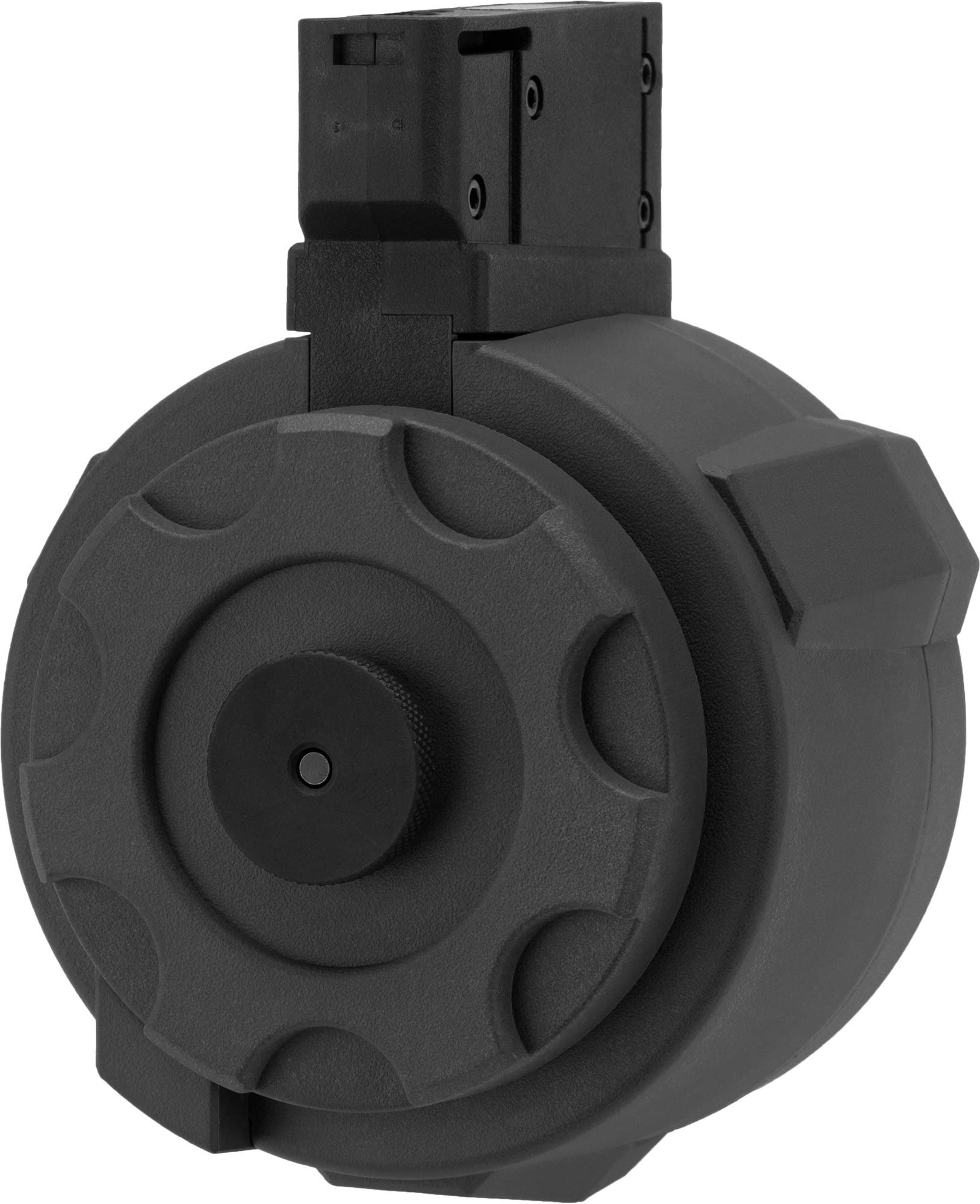 Angel Custom 1500 Round Thunderstorm Electric Winding Drum Magazine for Airsoft M14 - High Capacity Black BB Drum Mag - Perfect for Milsim, Field Battles & Extended Airsoft Games