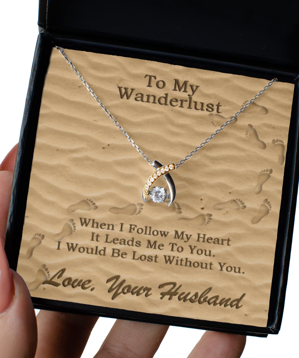 Wishbone Dancing Necklace - Elegant Jewelry Gift for Wife, Christmas Present, Wanderlust Inspired Necklace | Perfect for Anniversaries, Date Nights & Special Occasions
