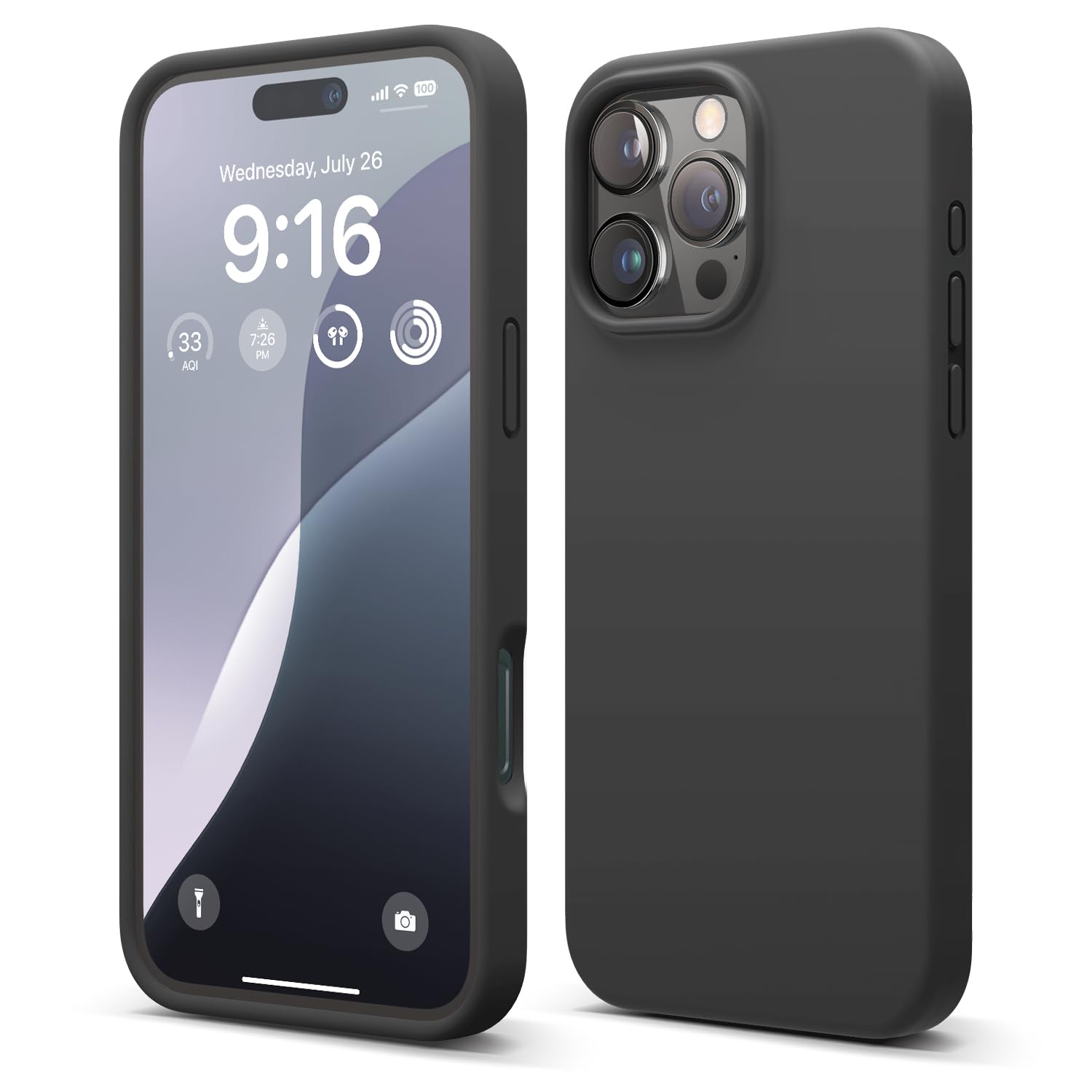 elago iPhone 16 Pro Max Case - Premium Liquid Silicone Shockproof Cover with Soft Microfiber Lining | 6.9 Inch Slim Protective Phone Case (Black) | Perfect for Daily Use, Travel & Outdoor Activities