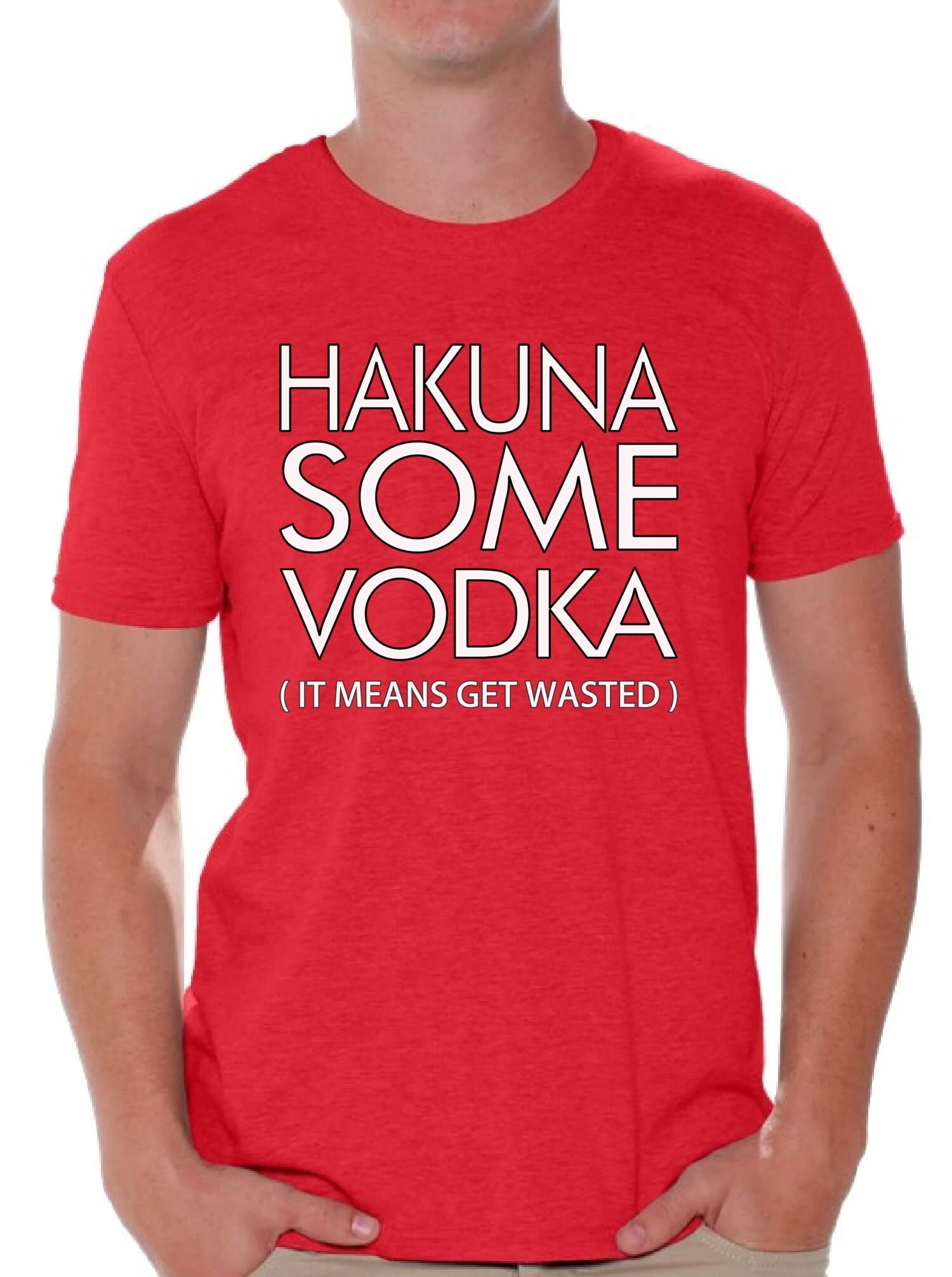 Awkwardstyles Hakuna Some Vodka Funny Drinking T-Shirt - Get Wasted Graphic Tee with Free Bookmark - Perfect for Parties, Bar Hopping & Gifts