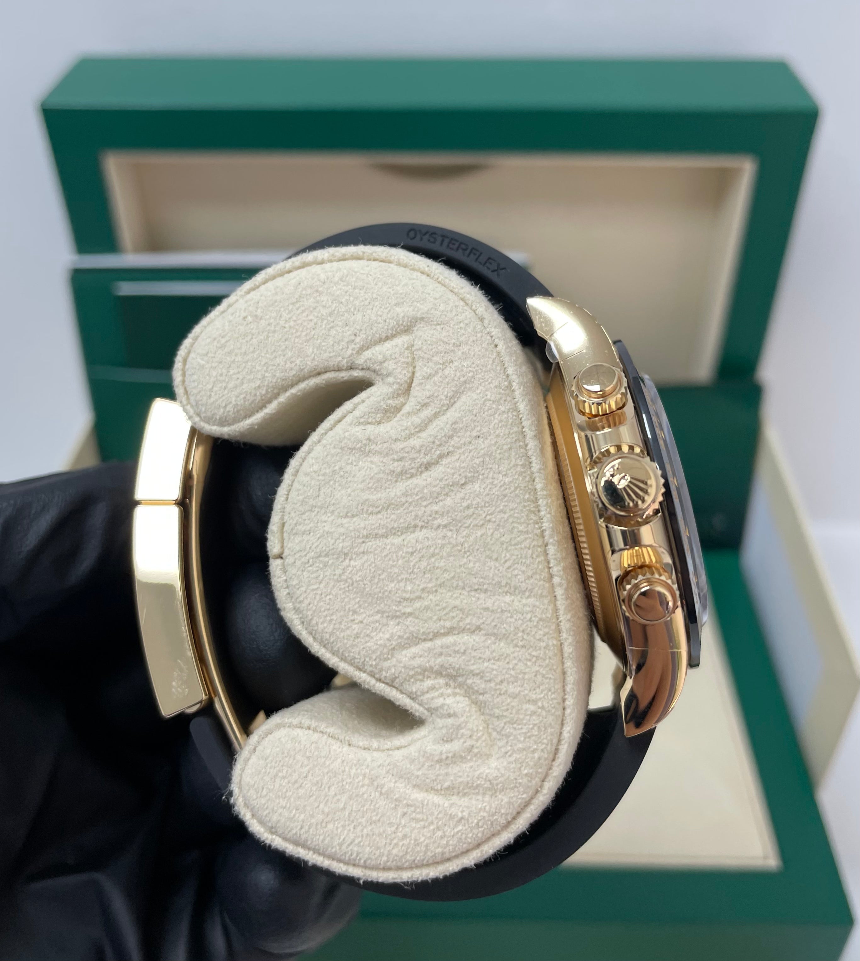Rolex Daytona 40mm Champagne Dial with Black Subdials & Black Oysterflex Strap Ref 116518LN - Luxury Men's Watch for Business, Gala & Special Occasions