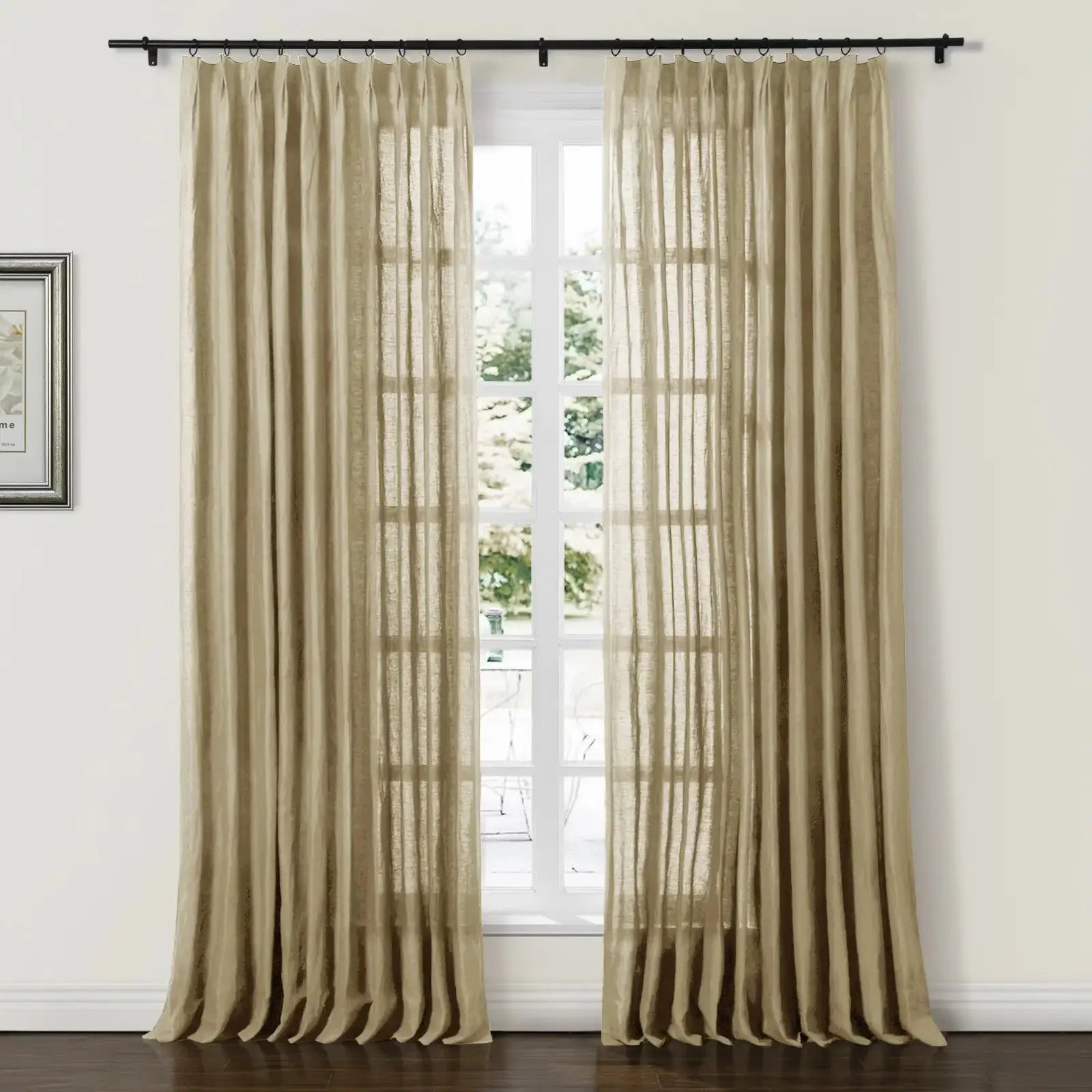 100% Linen Pleated Curtains by Doris - Elegant Window Treatments for Living Room, Bedroom & Dining Room