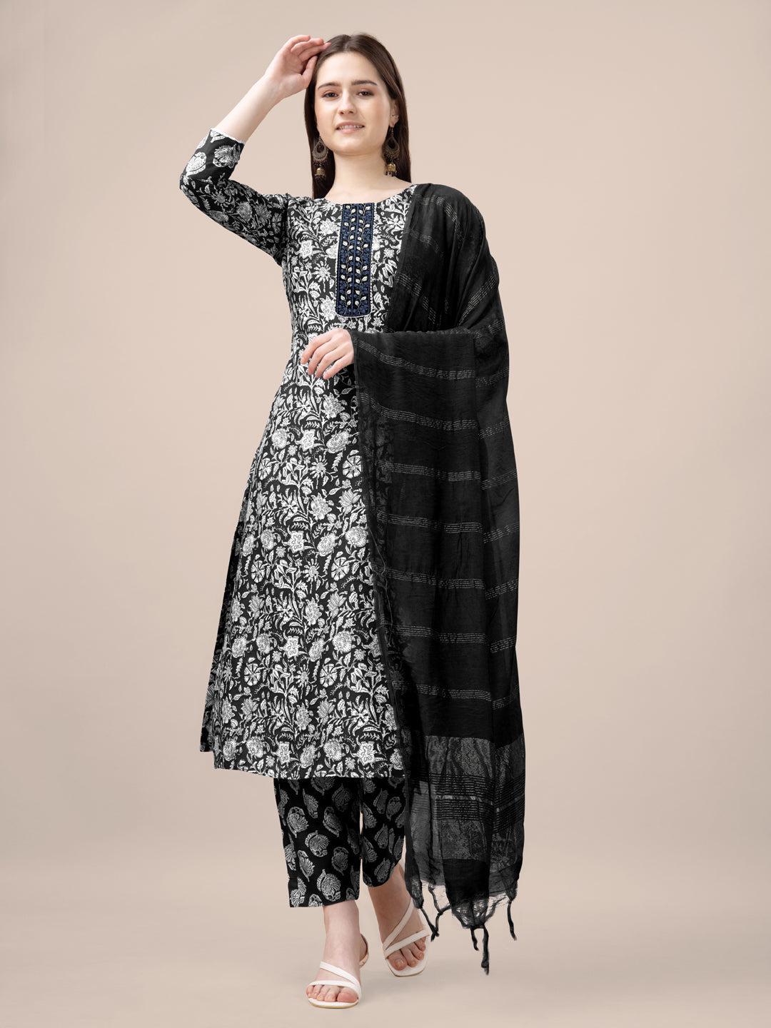 Stylish Black Embroidered Pant Suit with Fancy Lace Detailing - Elegant Women's Formal Wear for Weddings, Parties & Office Events
