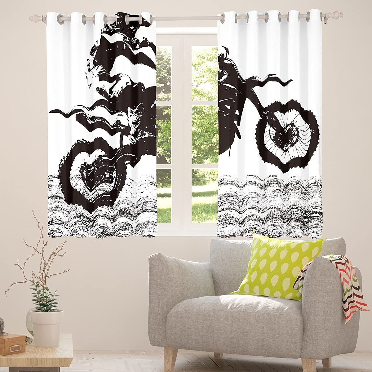 Motocross Rider Curtains for Kids - Blackout Drapes 84x84